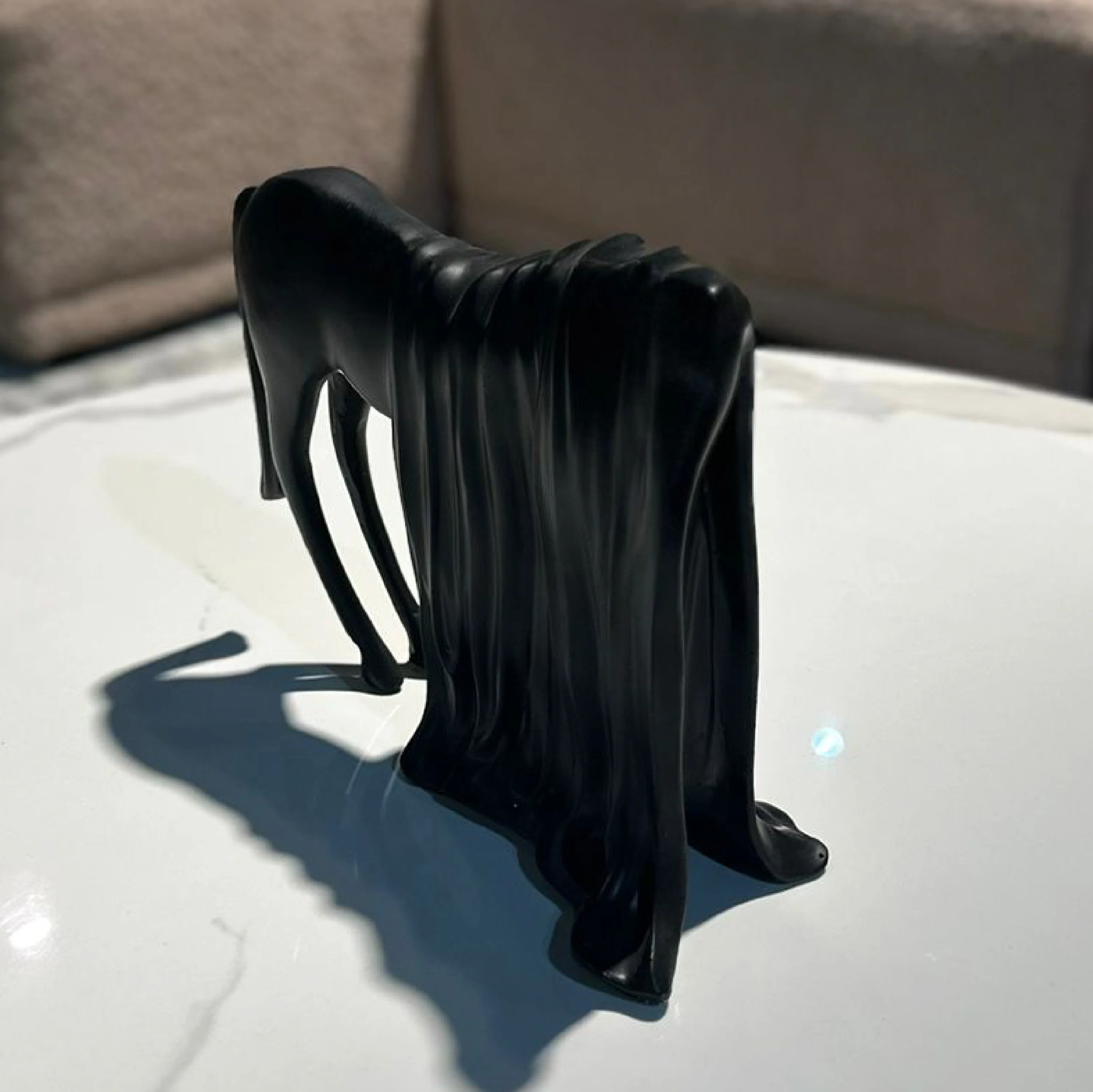 Draped Black Horse Sculpture - Image 3