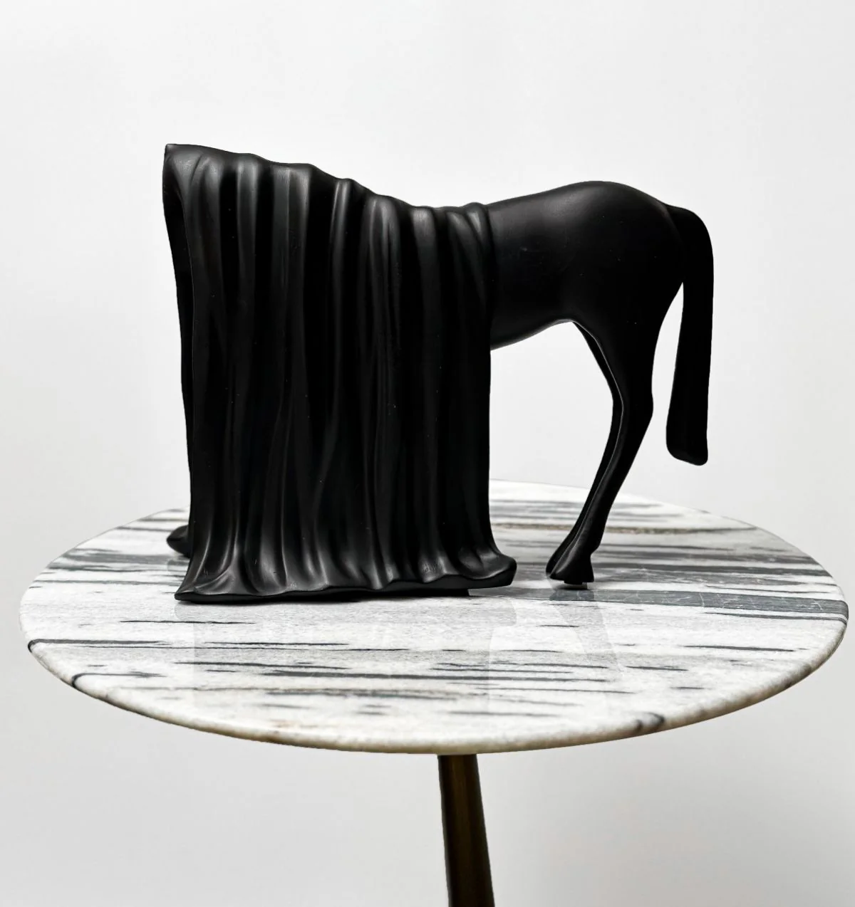 Draped Black Horse Sculpture - Image 5
