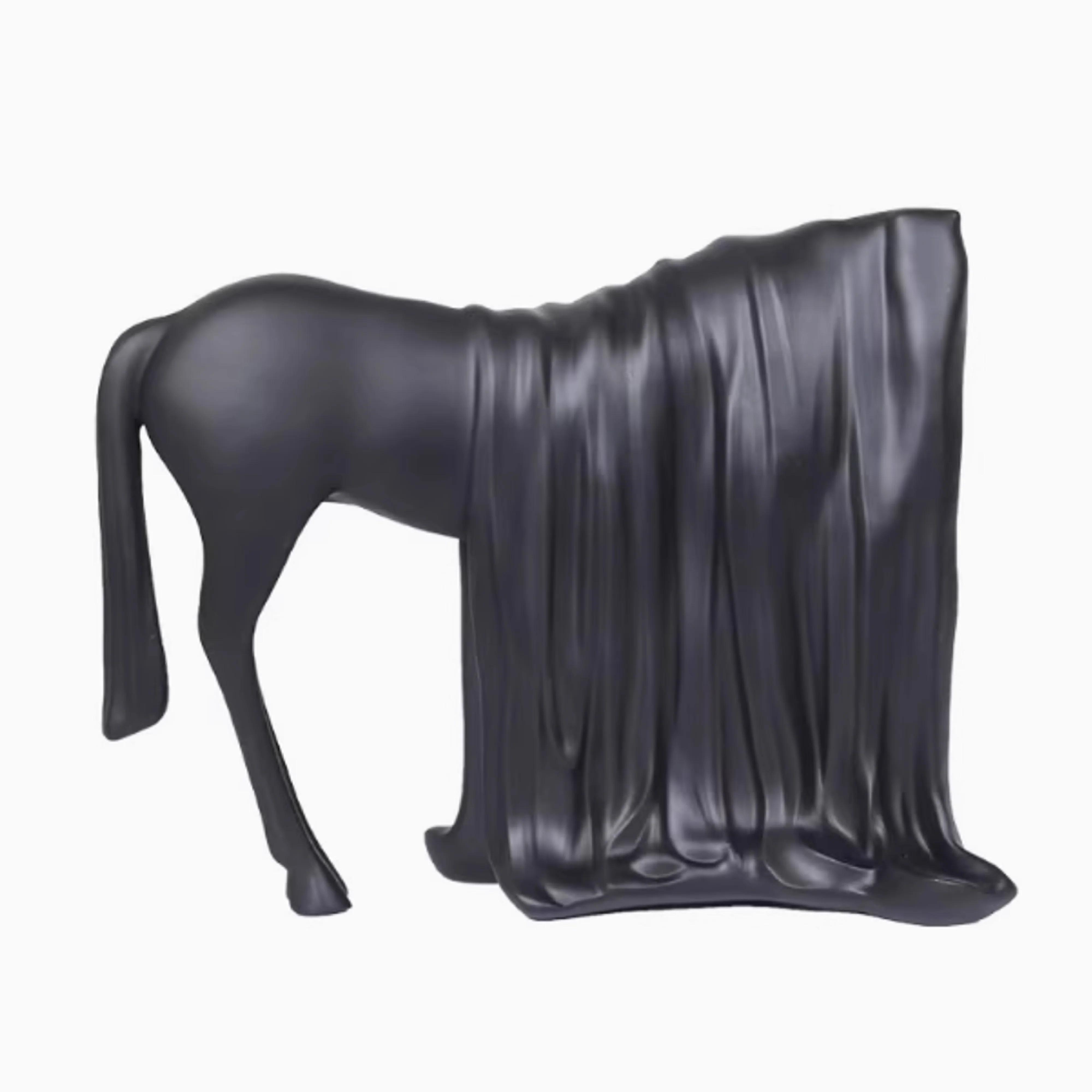 Draped Black Horse Sculpture - Image 6
