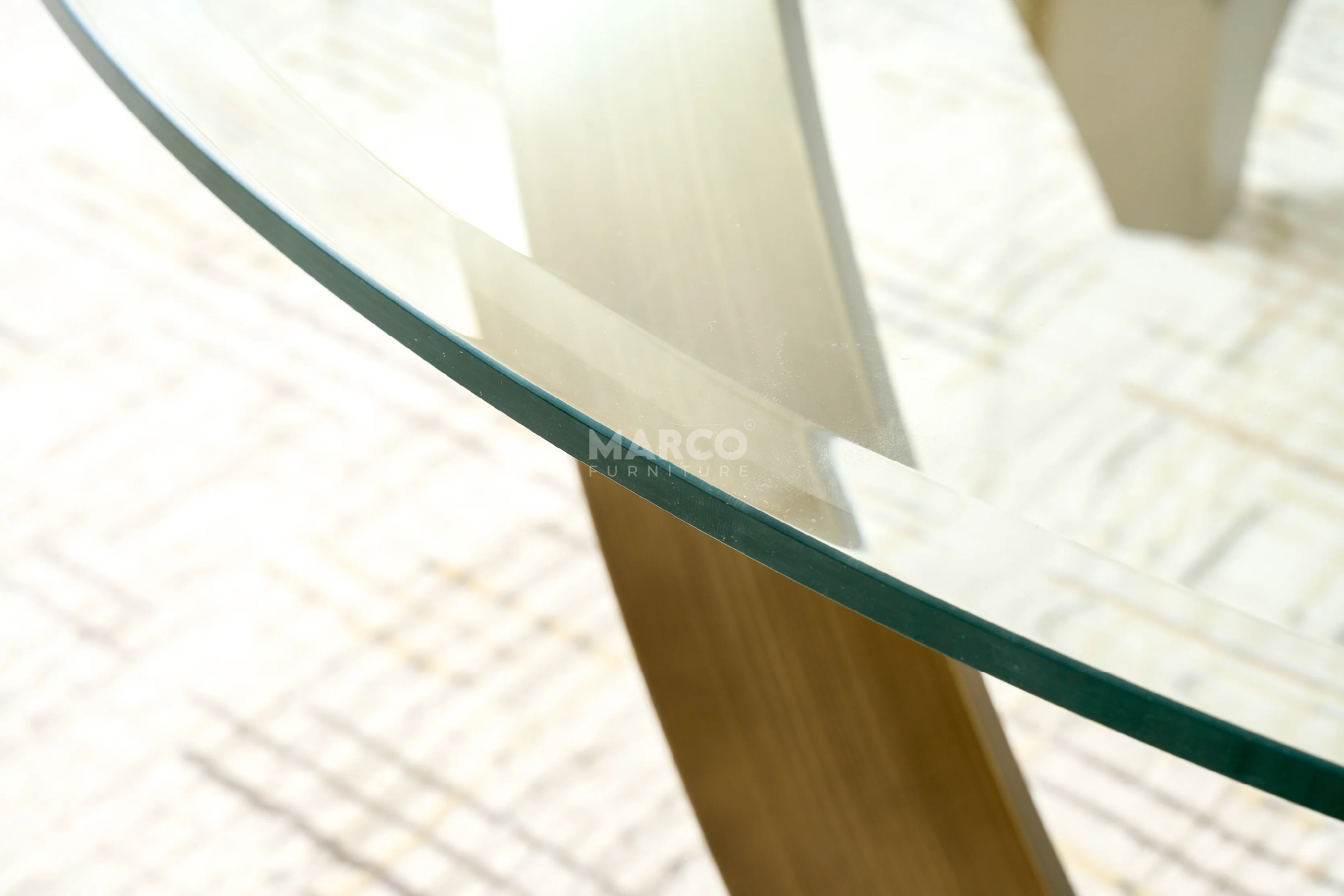 Alberta Glass Top Coffee Table with Golden Metal Base - Image 5