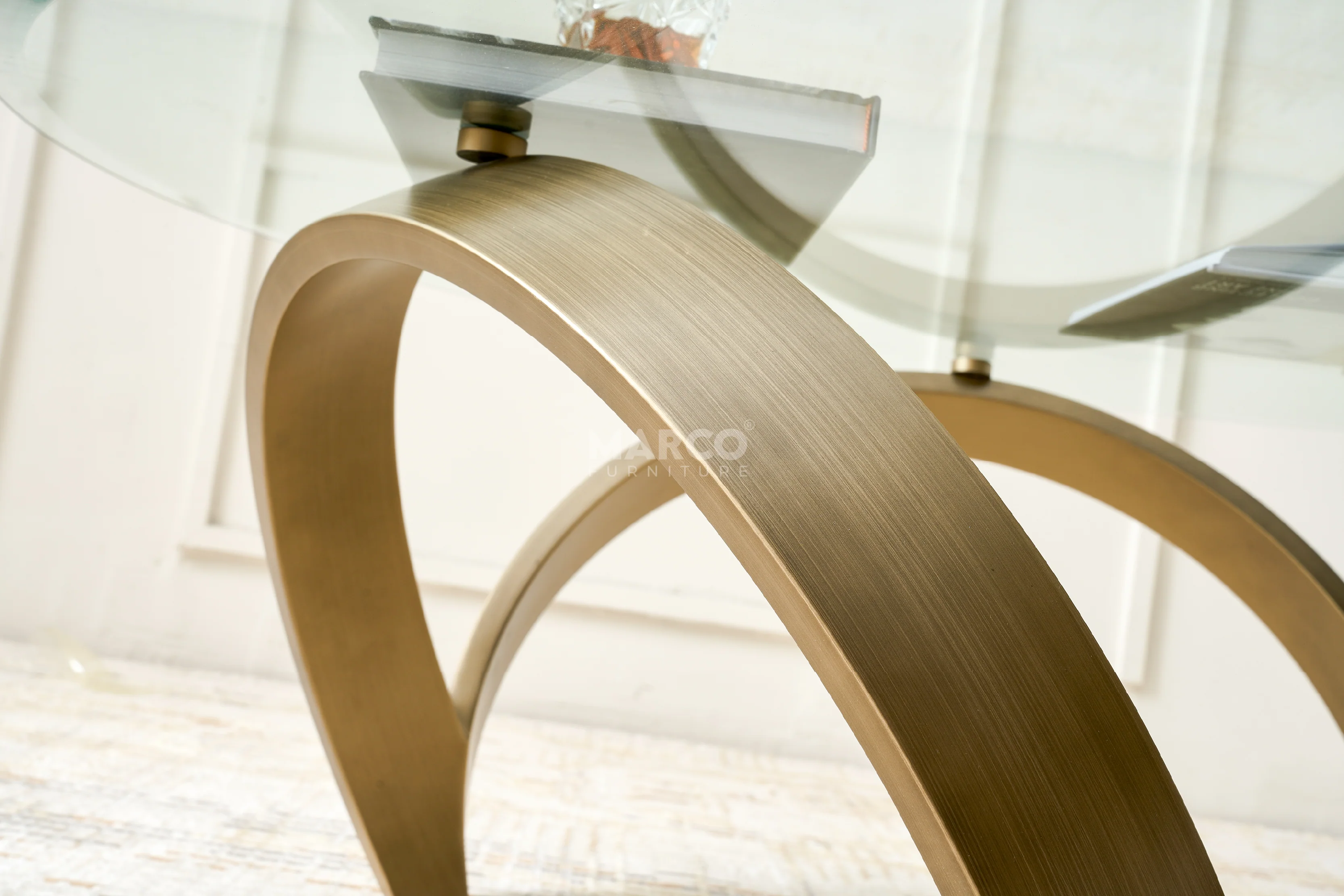 Alberta Glass Top Coffee Table with Golden Metal Base - Image 6