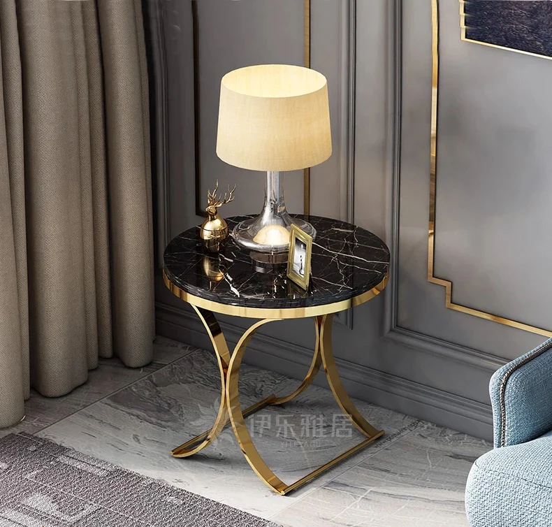 Alberta Marble and Gold Base Side Table - Image 3
