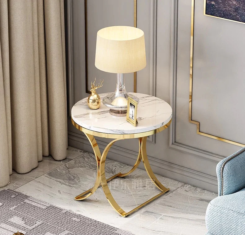 Alberta Marble and Gold Base Side Table - Image 4