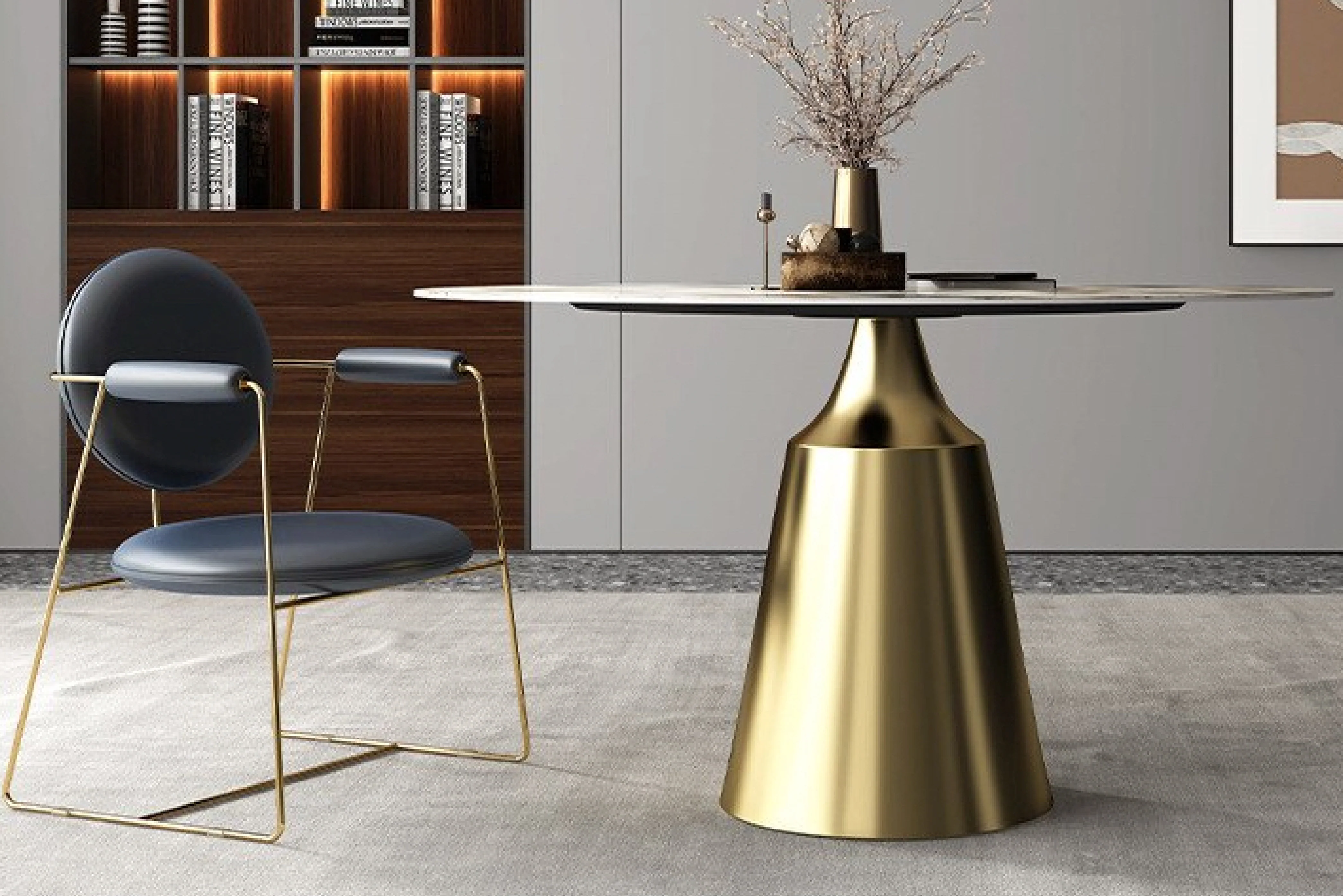 Amara Pedestal Marble Dining Table - Image 4