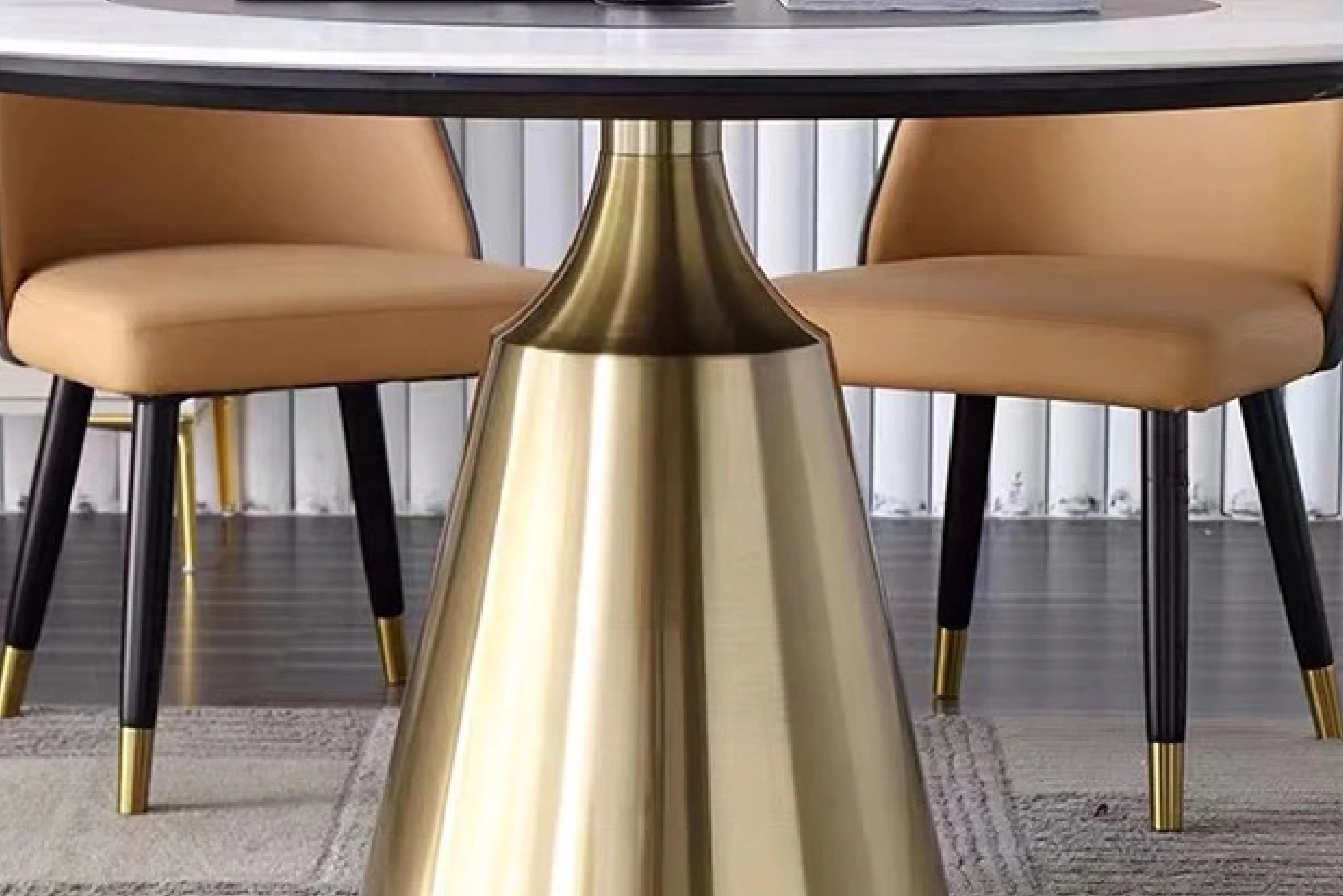 Amara Pedestal Marble Dining Table - Image 5