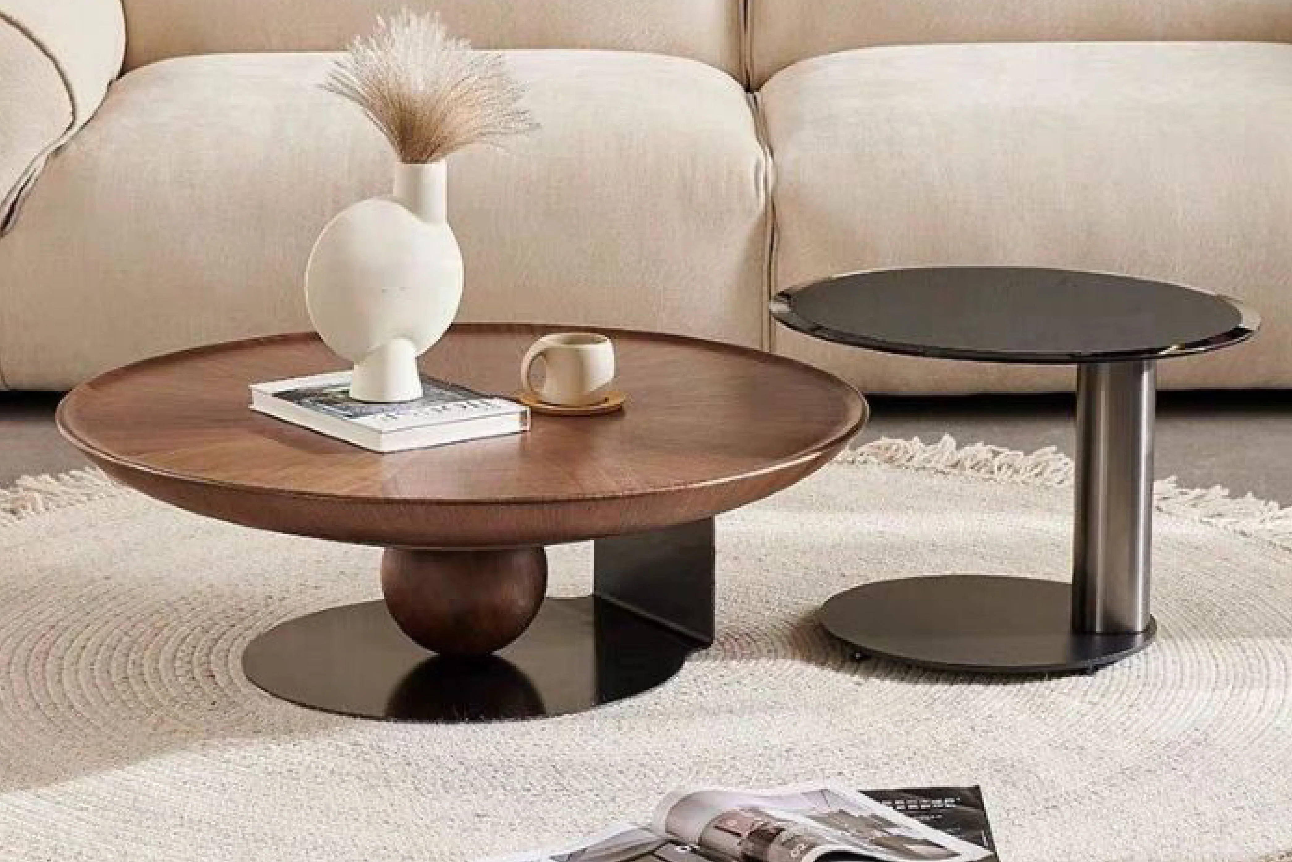 Amazon Nesting Coffee Table with Glass Top Side Table (Set of 2) - Image 3