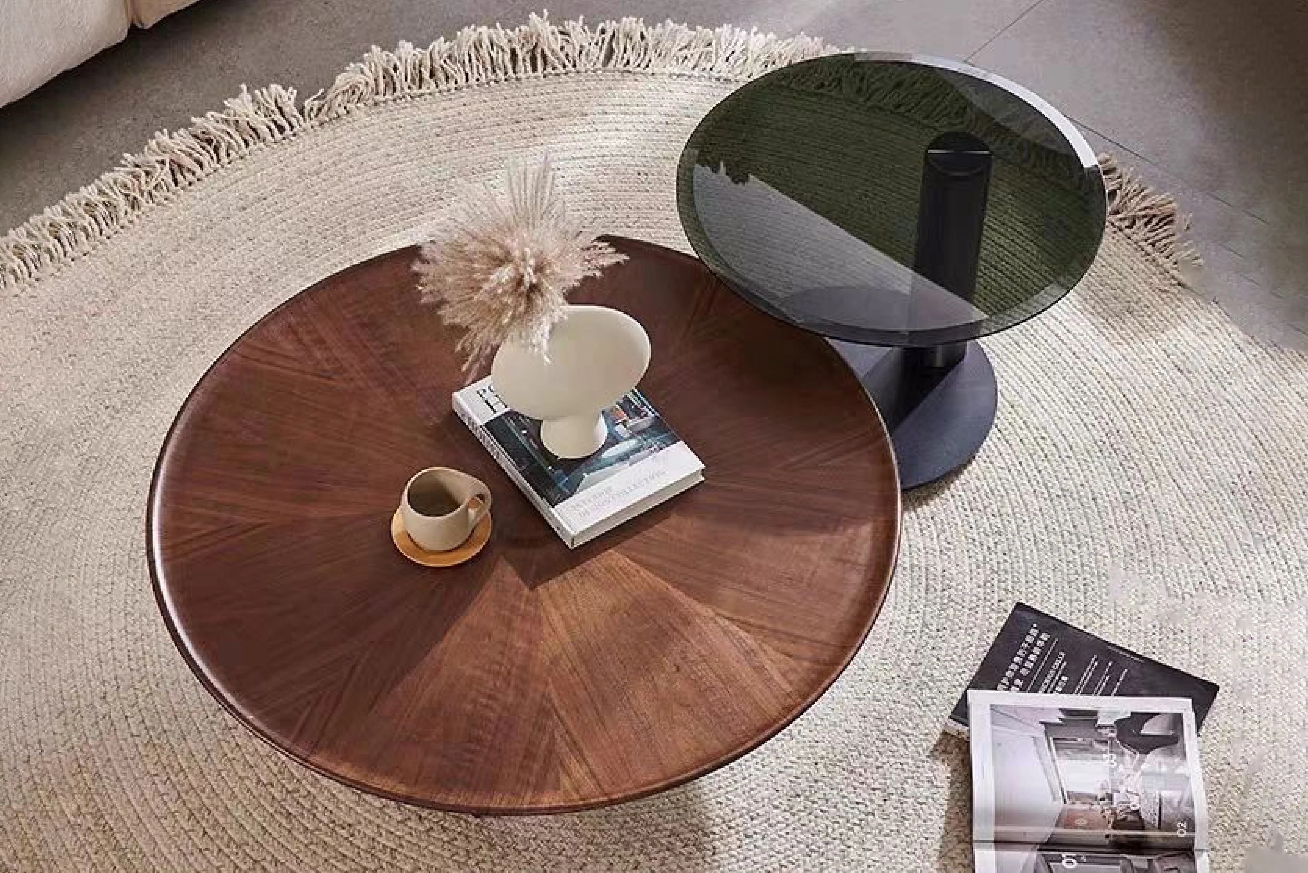 Amazon Nesting Coffee Table with Glass Top Side Table (Set of 2) - Image 5