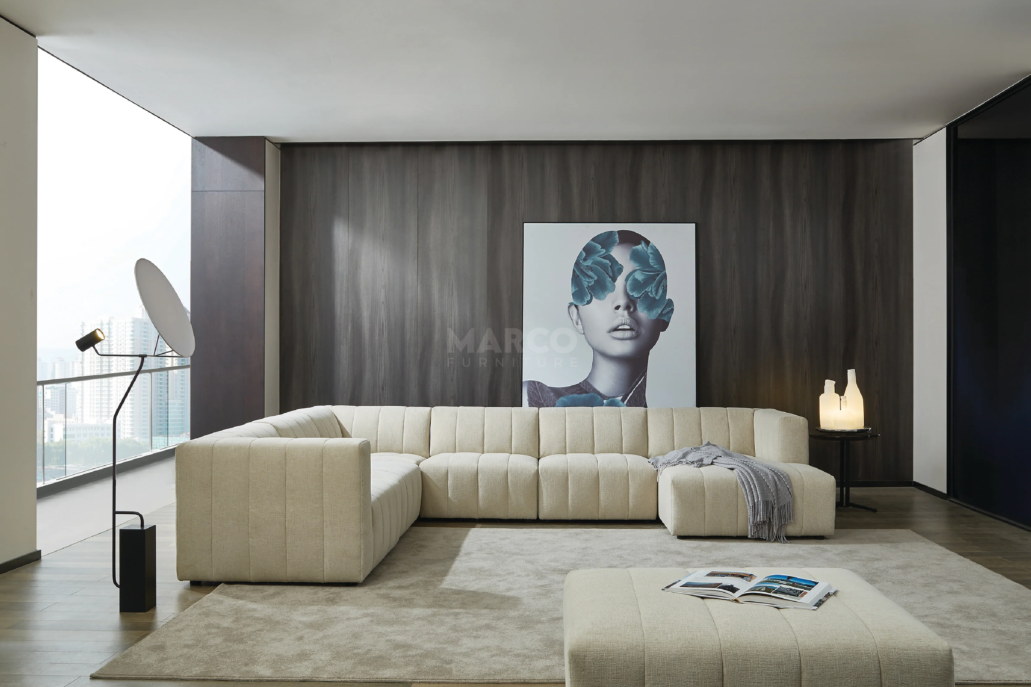 Amsterdam Modular Corner Lounge - Contemporary Fabric Sectional Sofa - Image 3