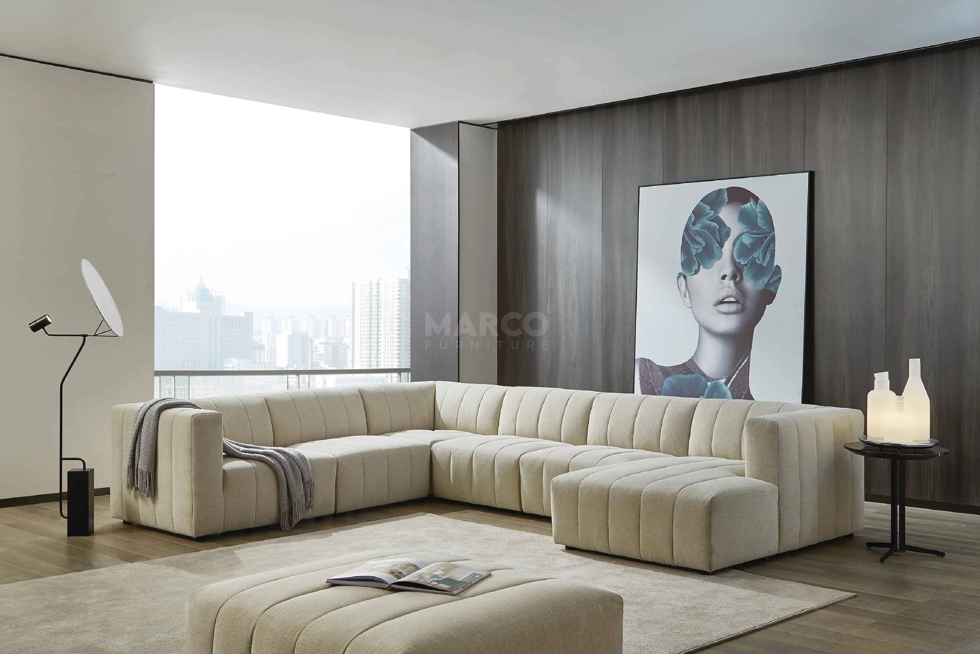Amsterdam Modular Corner Lounge - Contemporary Fabric Sectional Sofa - Image 4