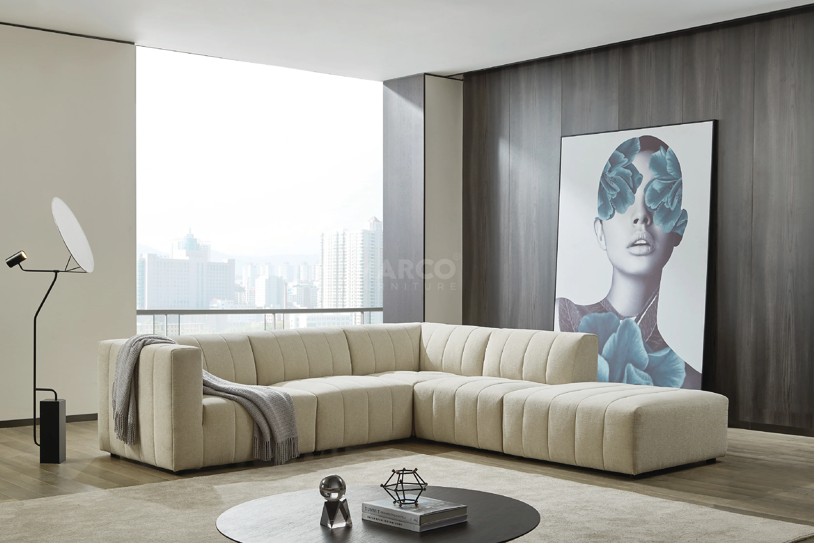 Amsterdam Modular Corner Lounge - Contemporary Fabric Sectional Sofa - Image 5