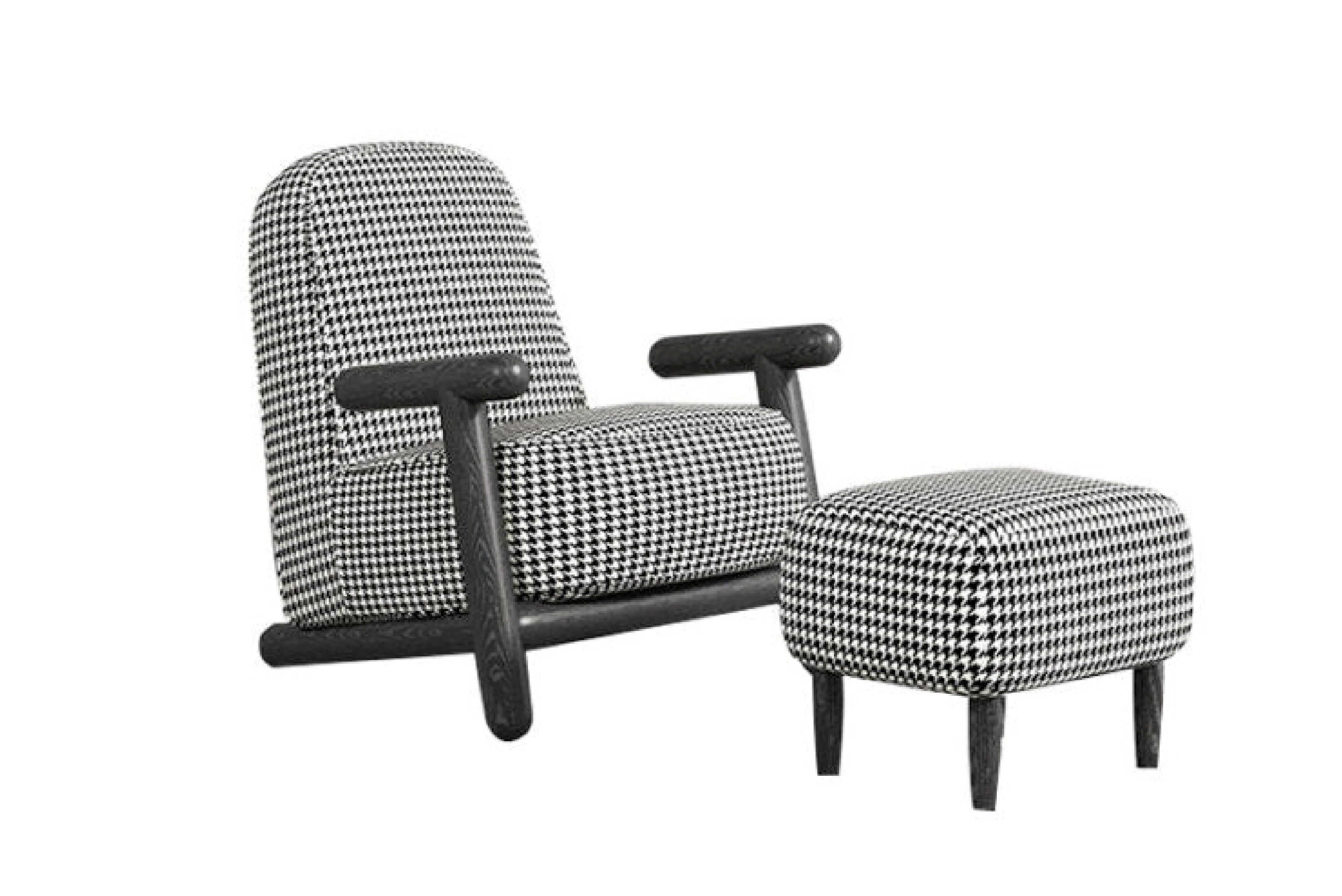 Apollo Houndstooth Armchair – Modern Wooden Accent Chair - Image 7
