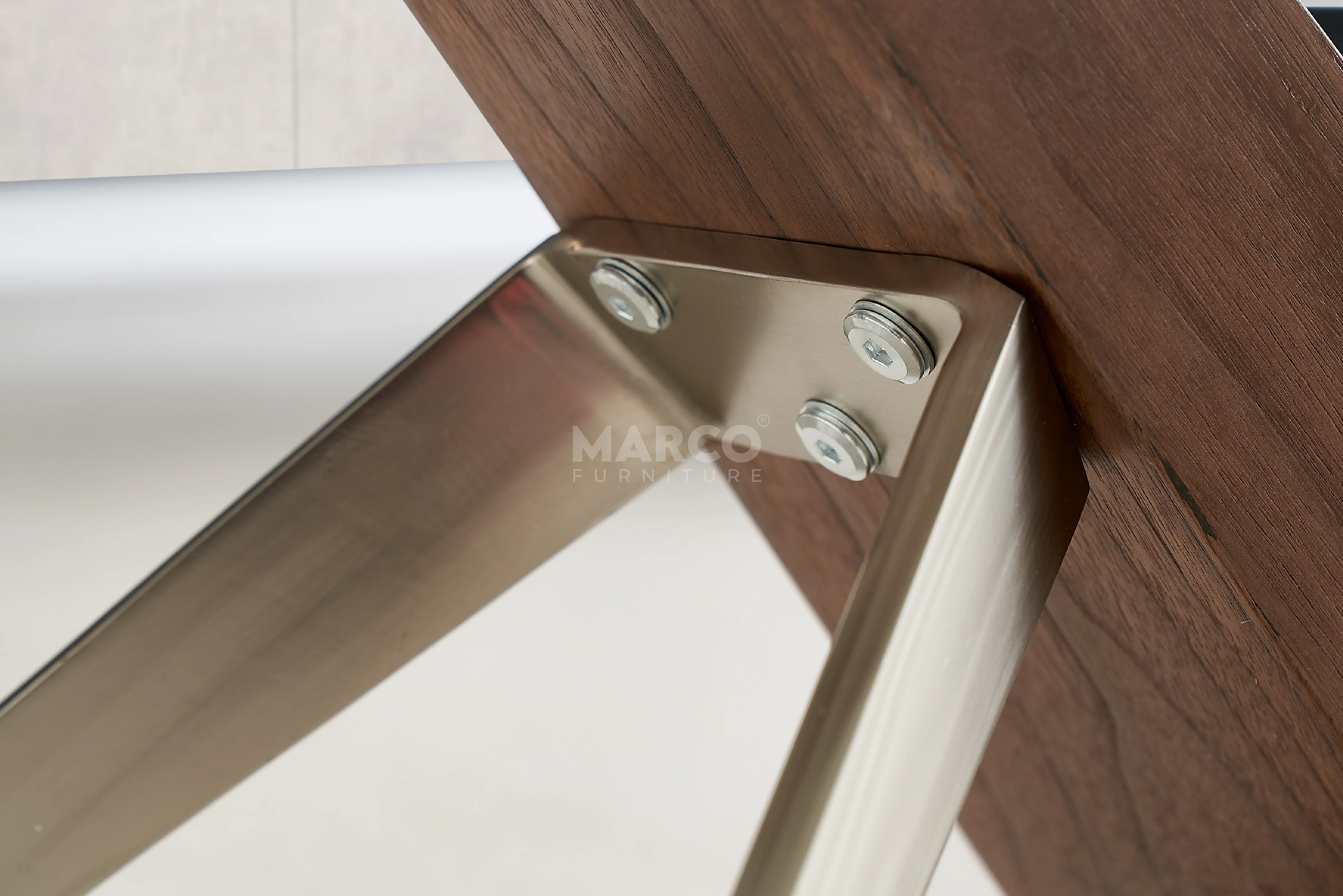 Arco Glass Coffee Table in Walnut Color with 12mm Tempered Glass Top - Image 6