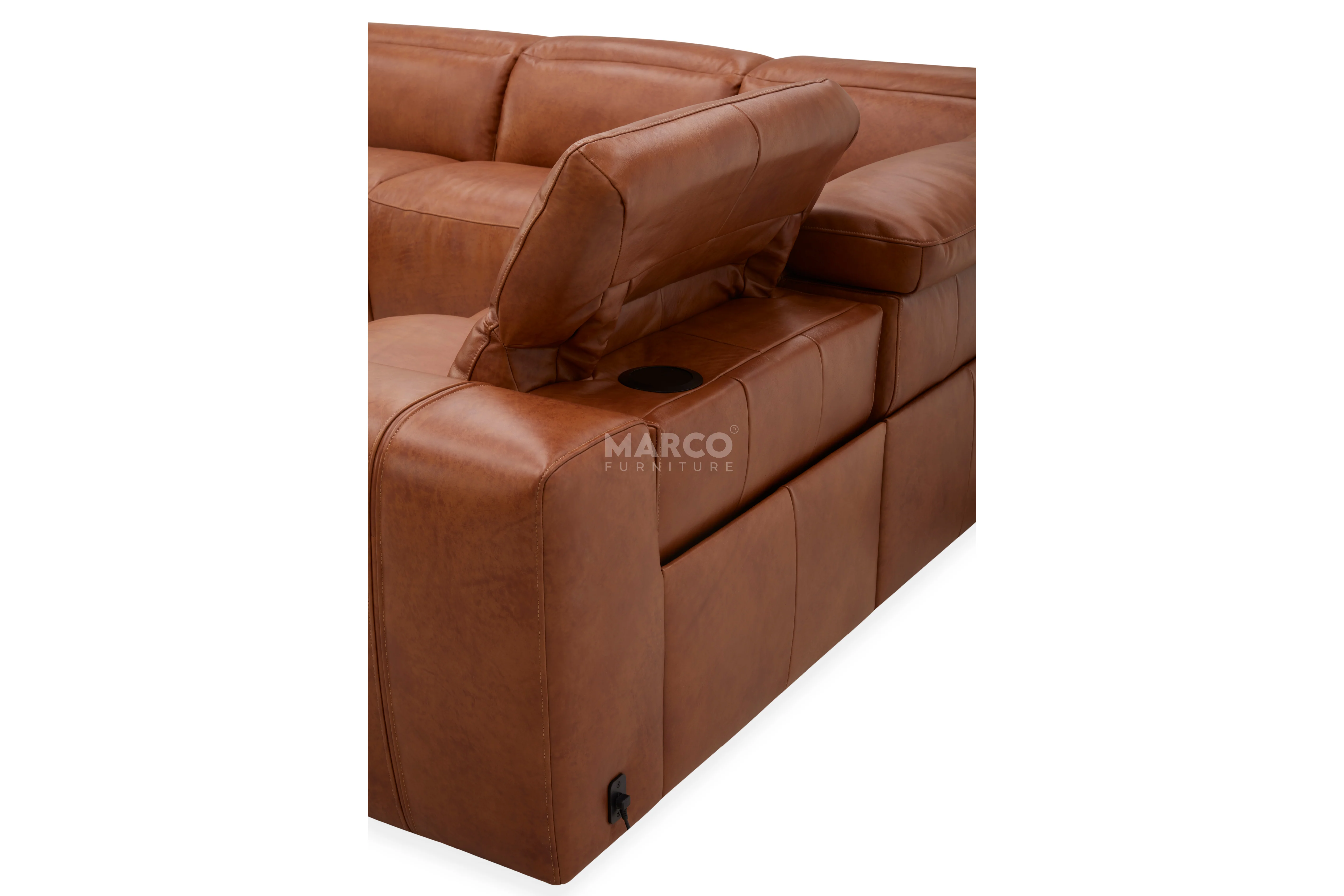 Arizona Leather Recliner Sofa with Chaise & Adjustable Headrests - Image 10