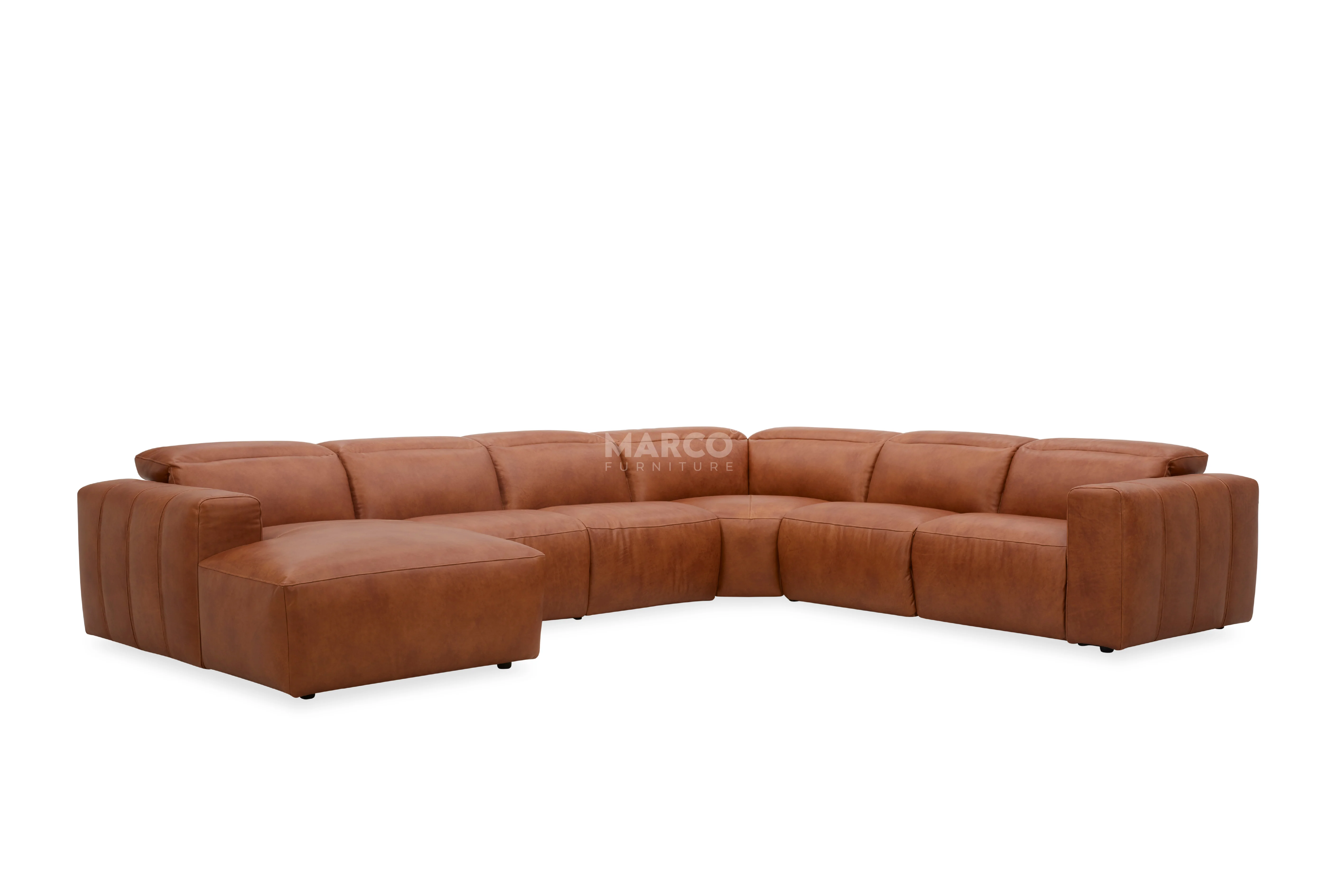 Arizona Leather Recliner Sofa with Chaise & Adjustable Headrests - Image 3