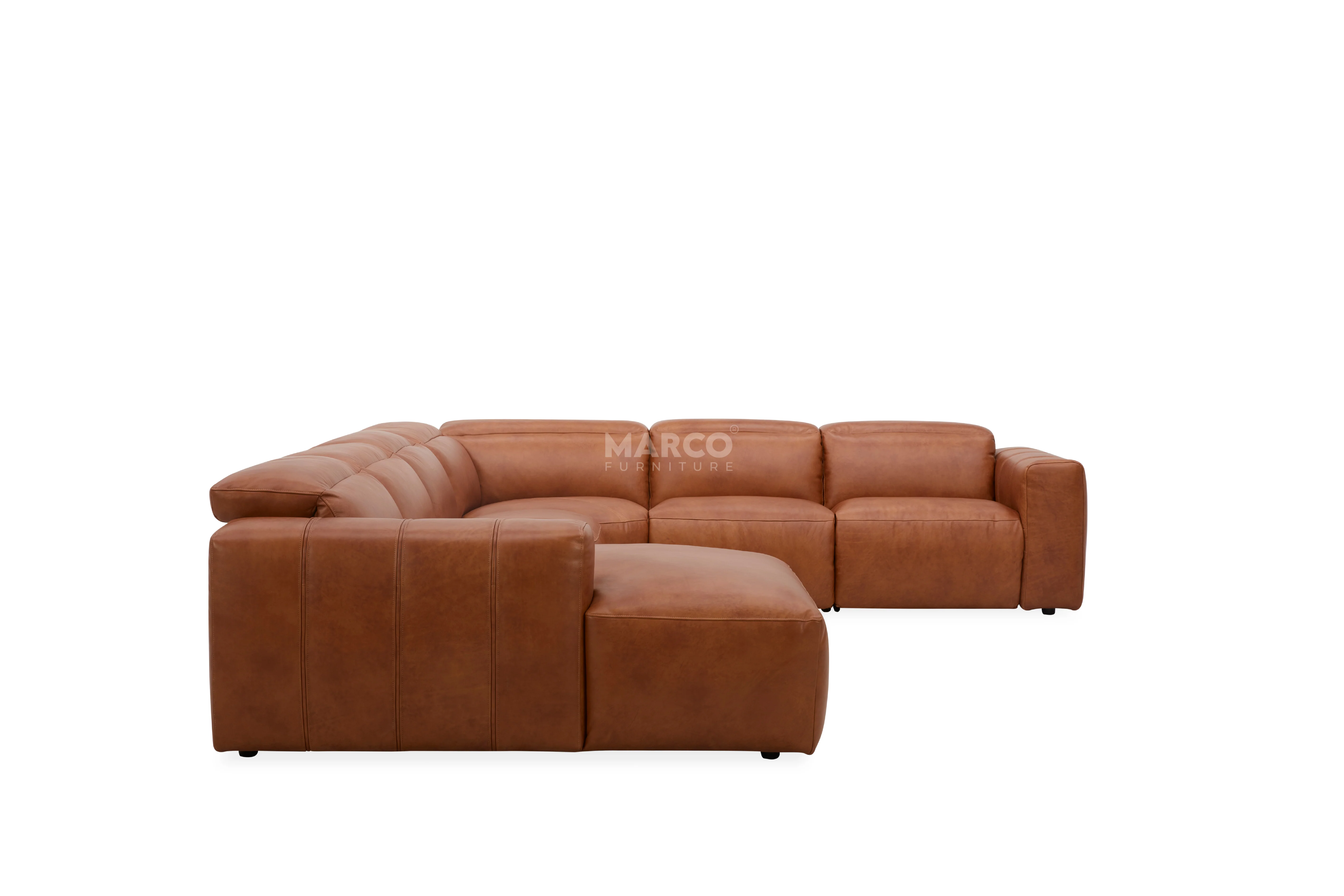 Arizona Leather Recliner Sofa with Chaise & Adjustable Headrests - Image 4
