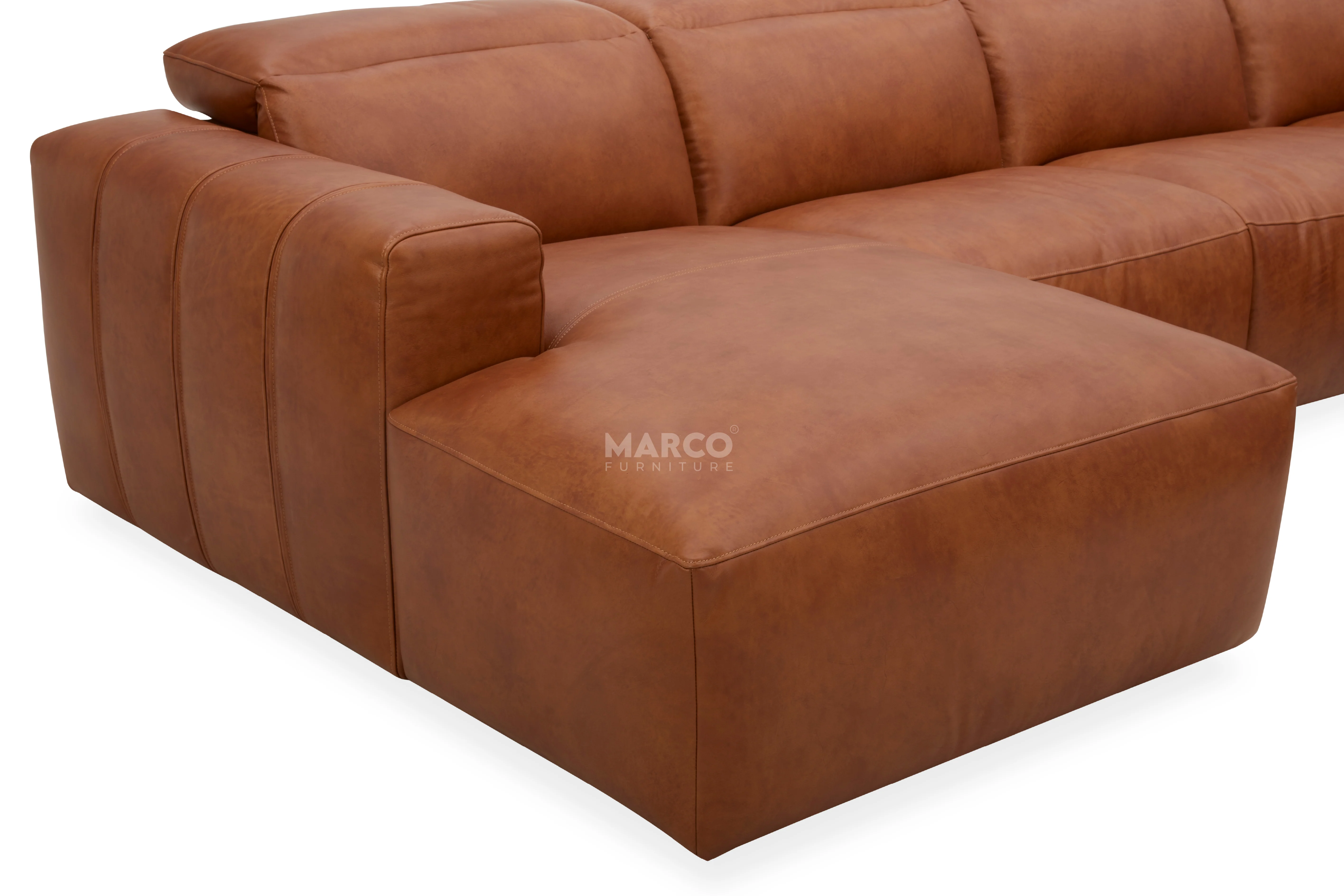 Arizona Leather Recliner Sofa with Chaise & Adjustable Headrests - Image 9