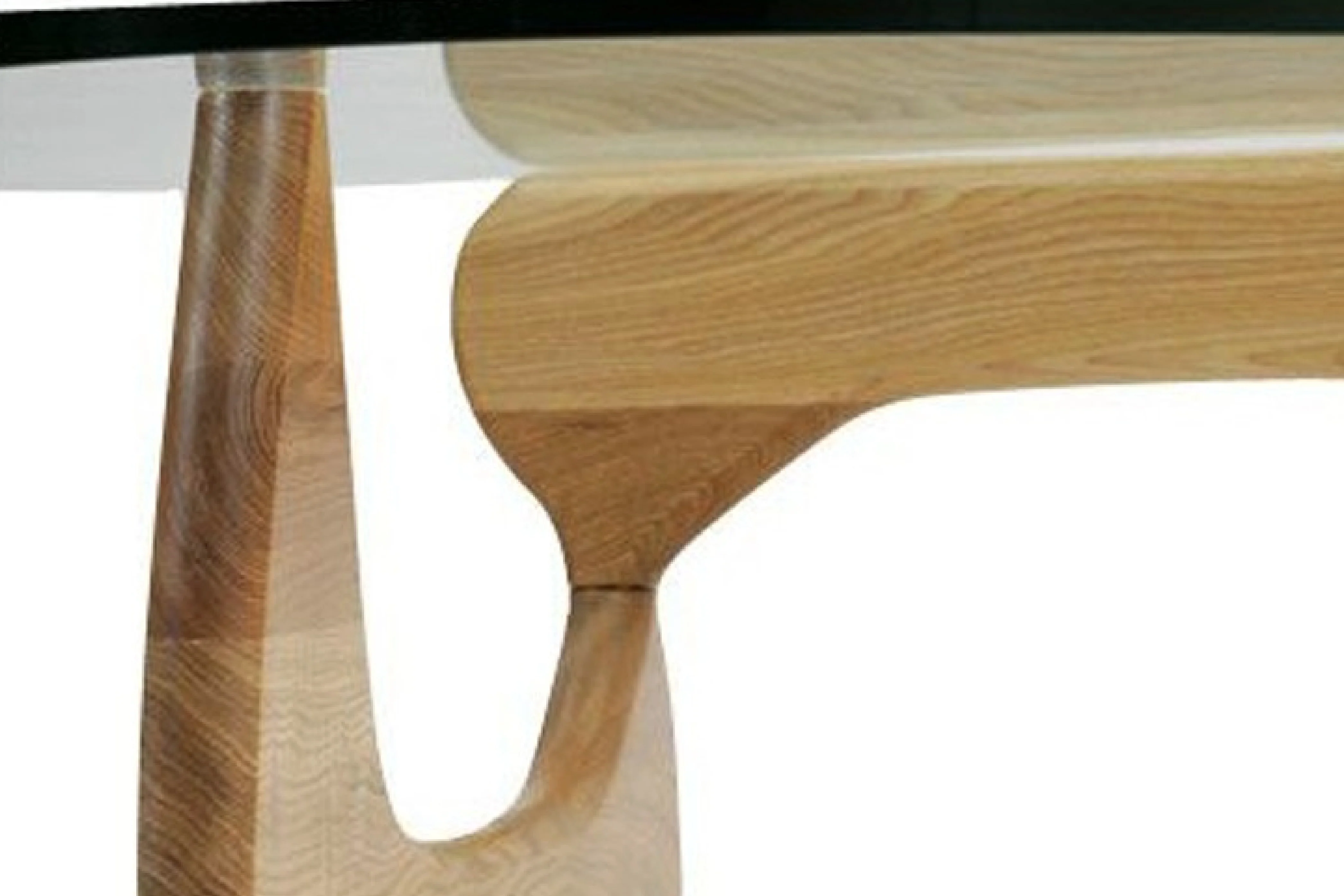 Noguchi Glass Coffee Table with 15mm Tempered Glass Top and Ash Wood Legs - Image 6