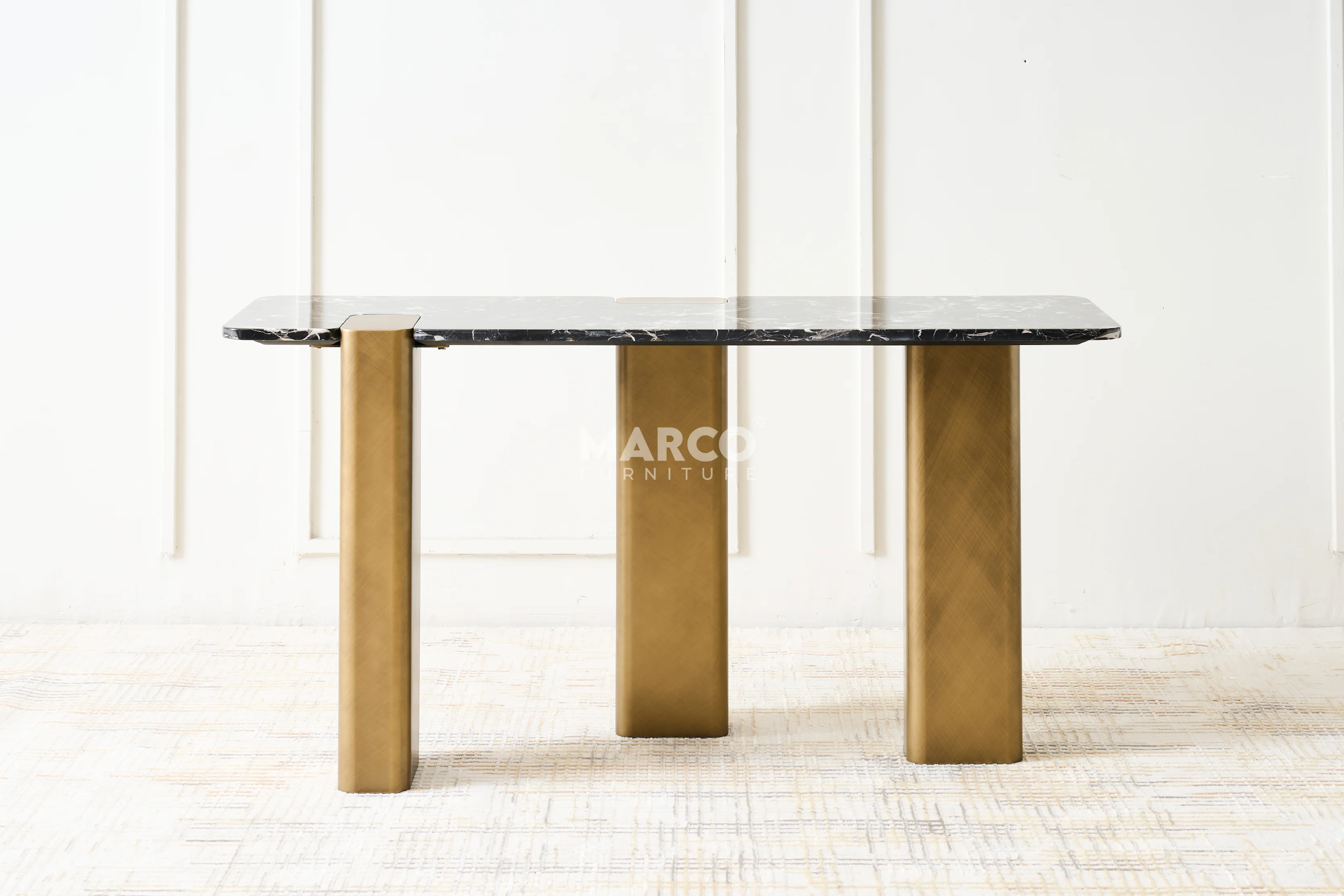 Aurora Black Rose Marble Top Hallway Table - Image 4