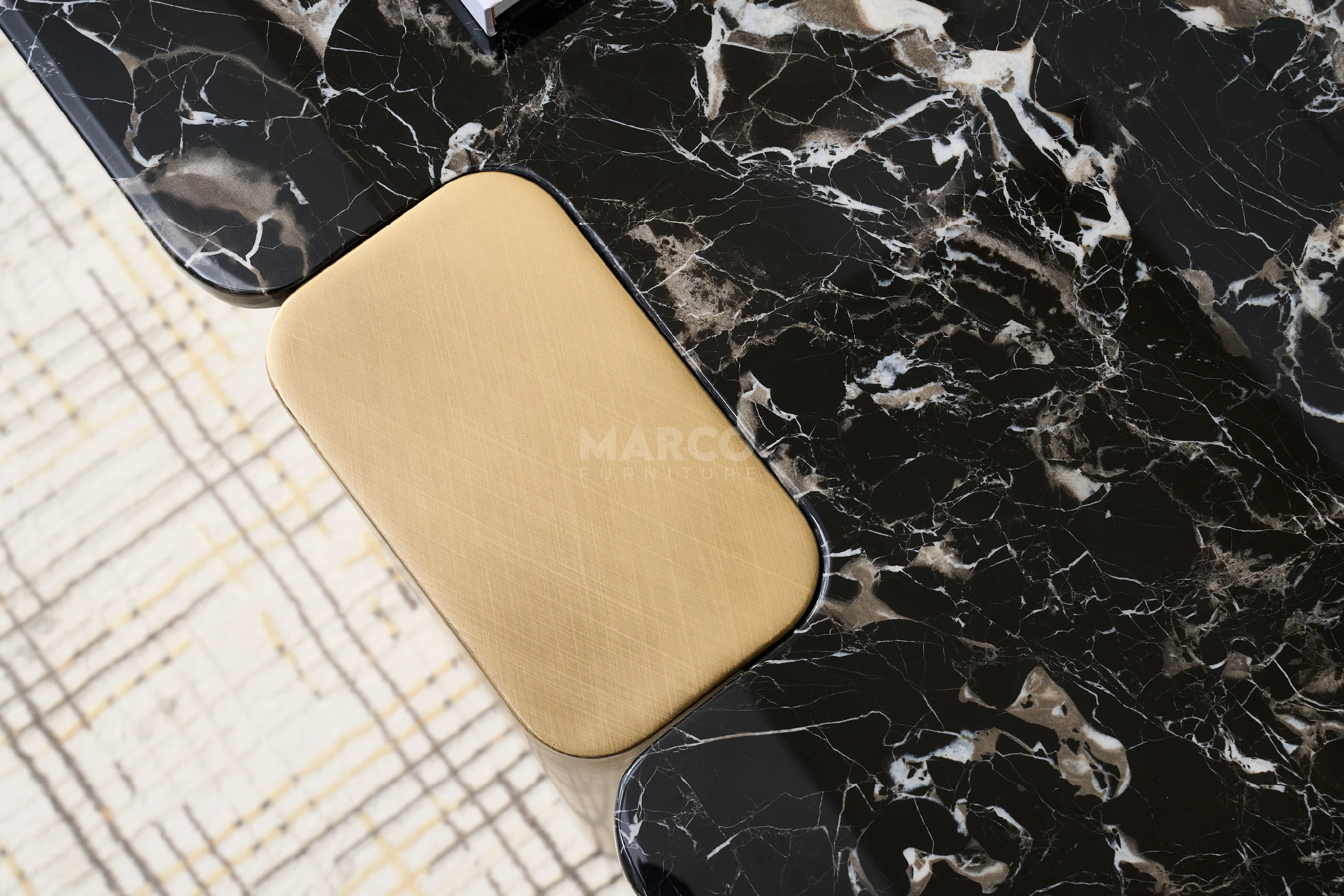 Aurora Black Rose Marble Top Hallway Table - Image 6