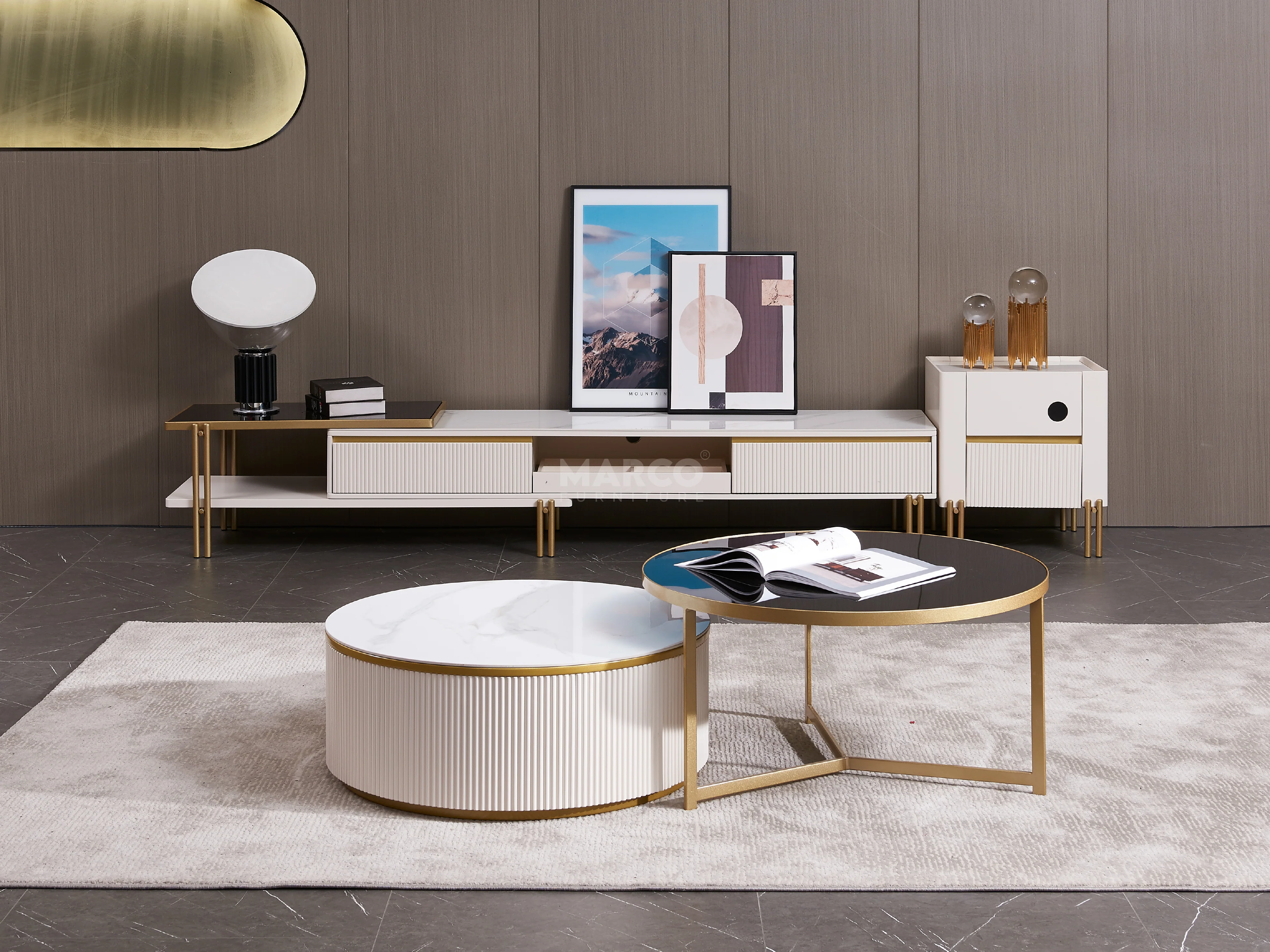 Austin Sintered Stone Extendable TV Stand - Image 3