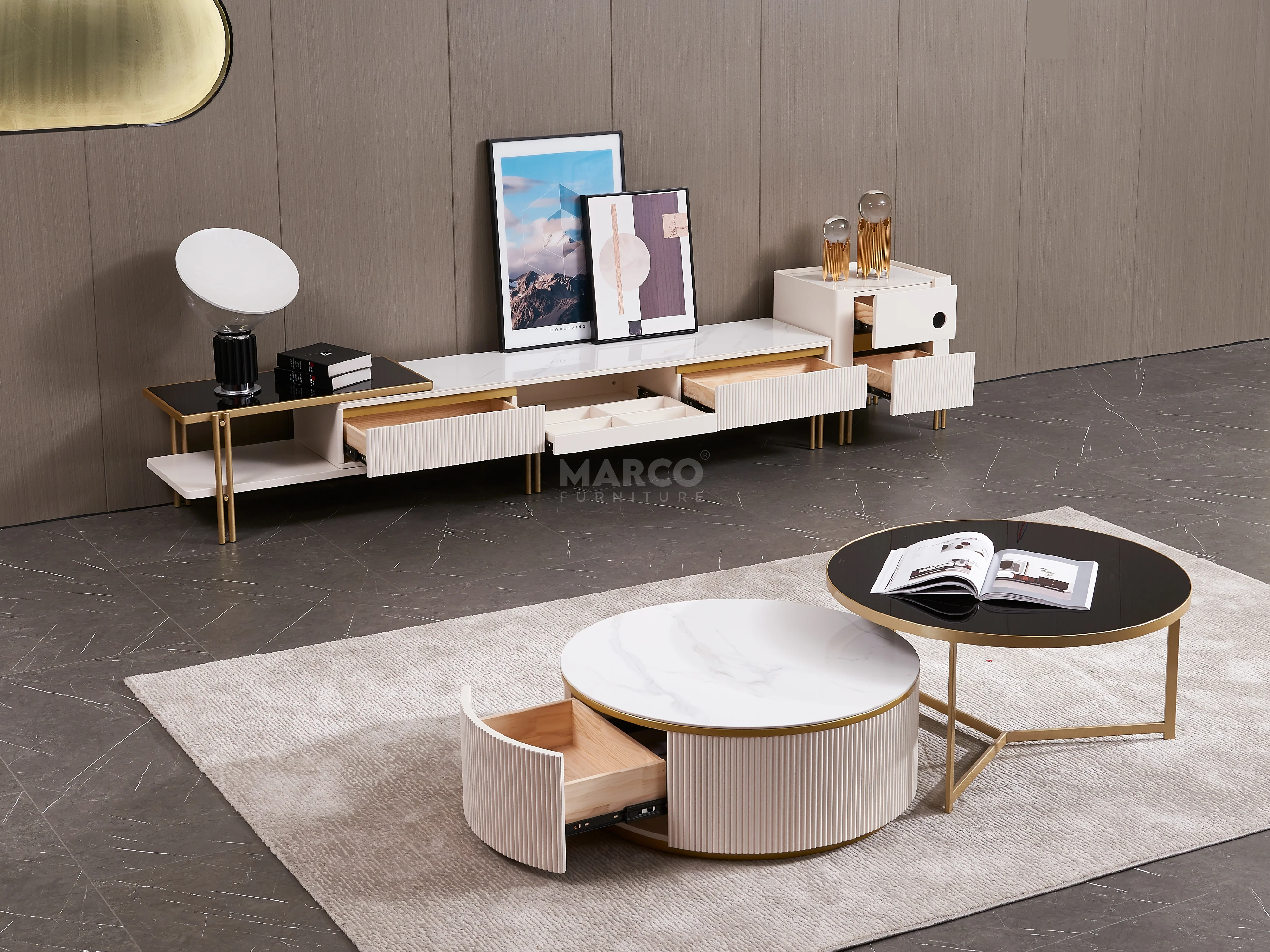 Austin Sintered Stone Extendable TV Stand - Image 4