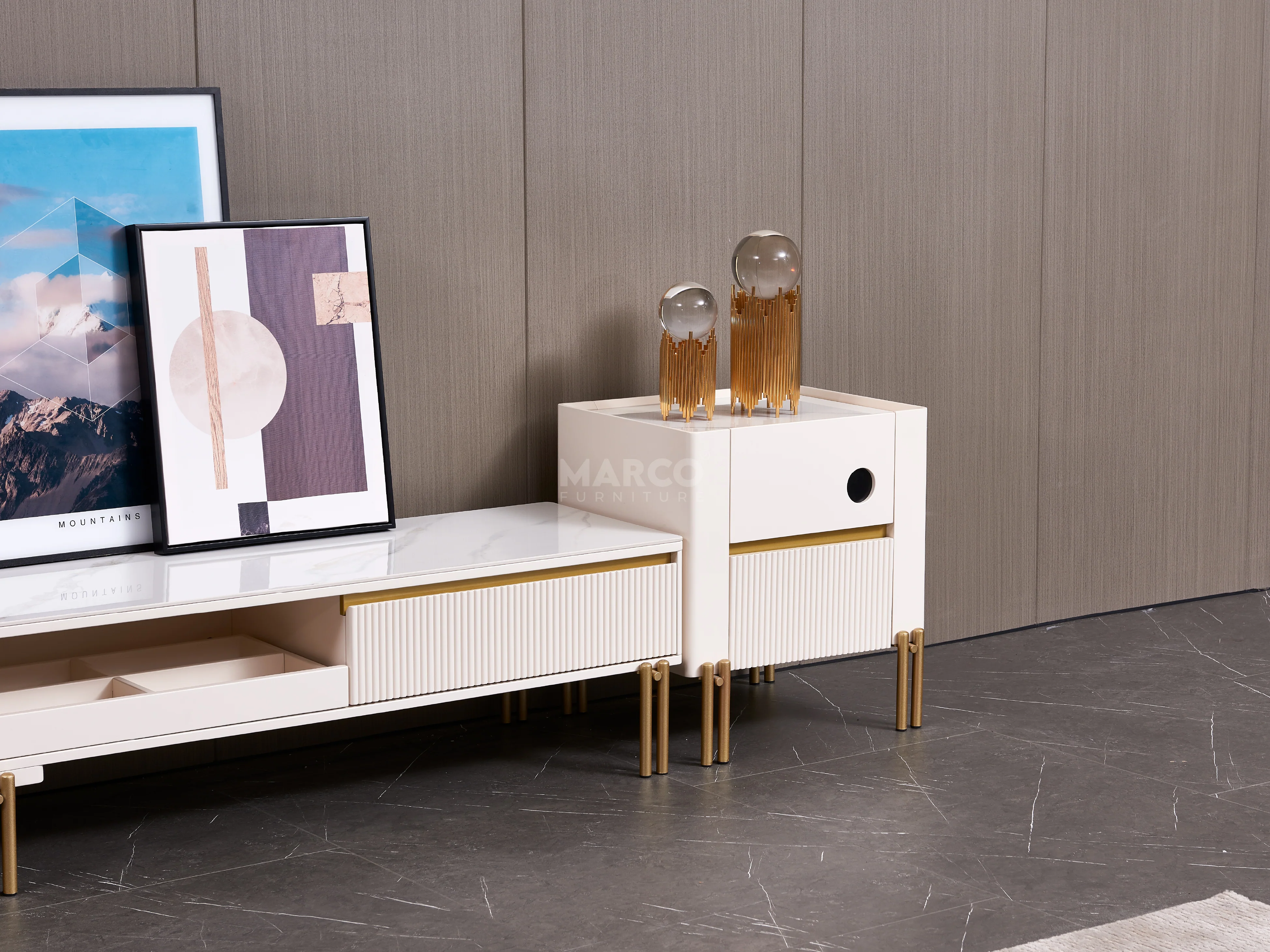 Austin Sintered Stone Extendable TV Stand - Image 5