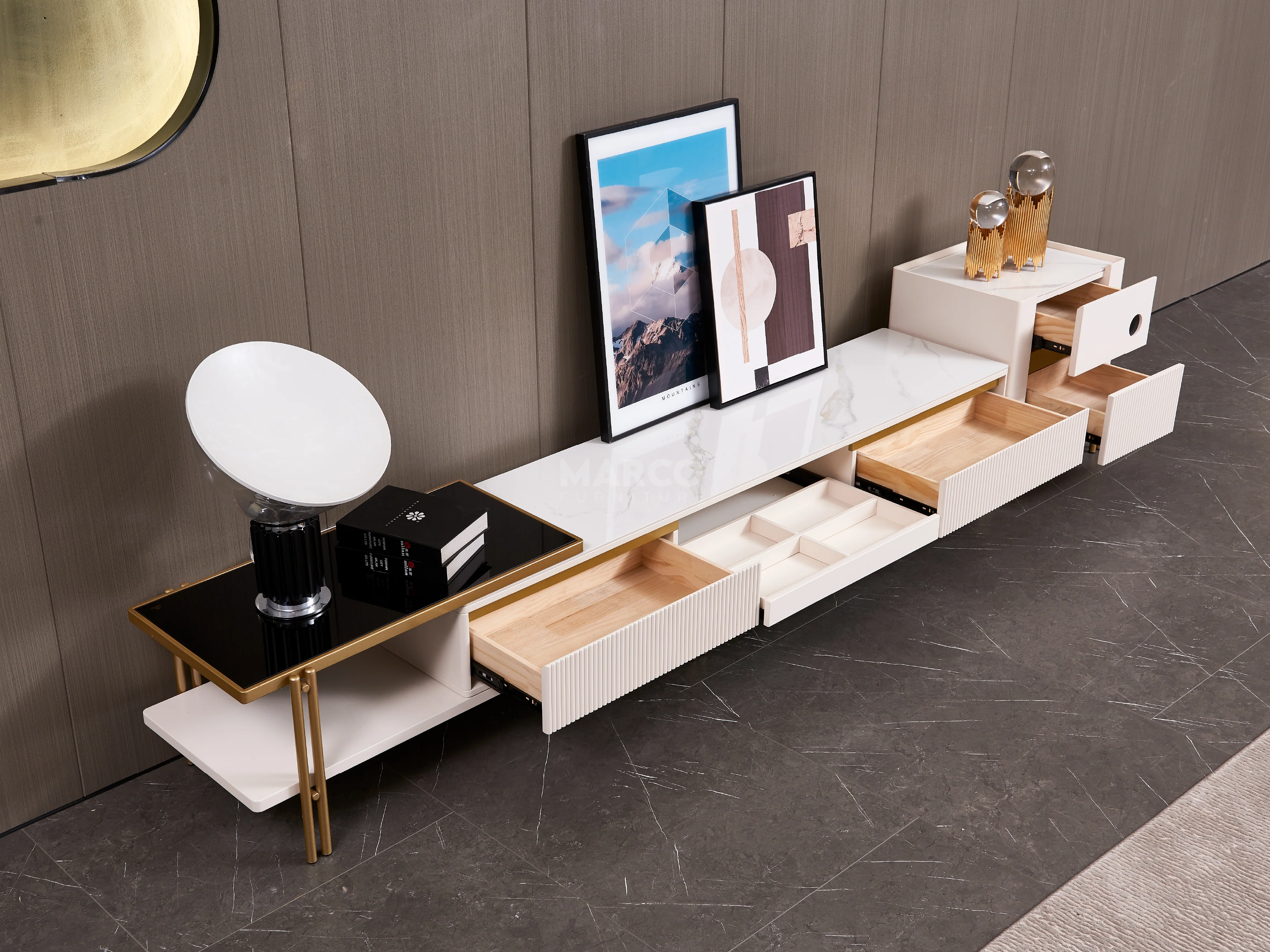 Austin Sintered Stone Extendable TV Stand - Image 7