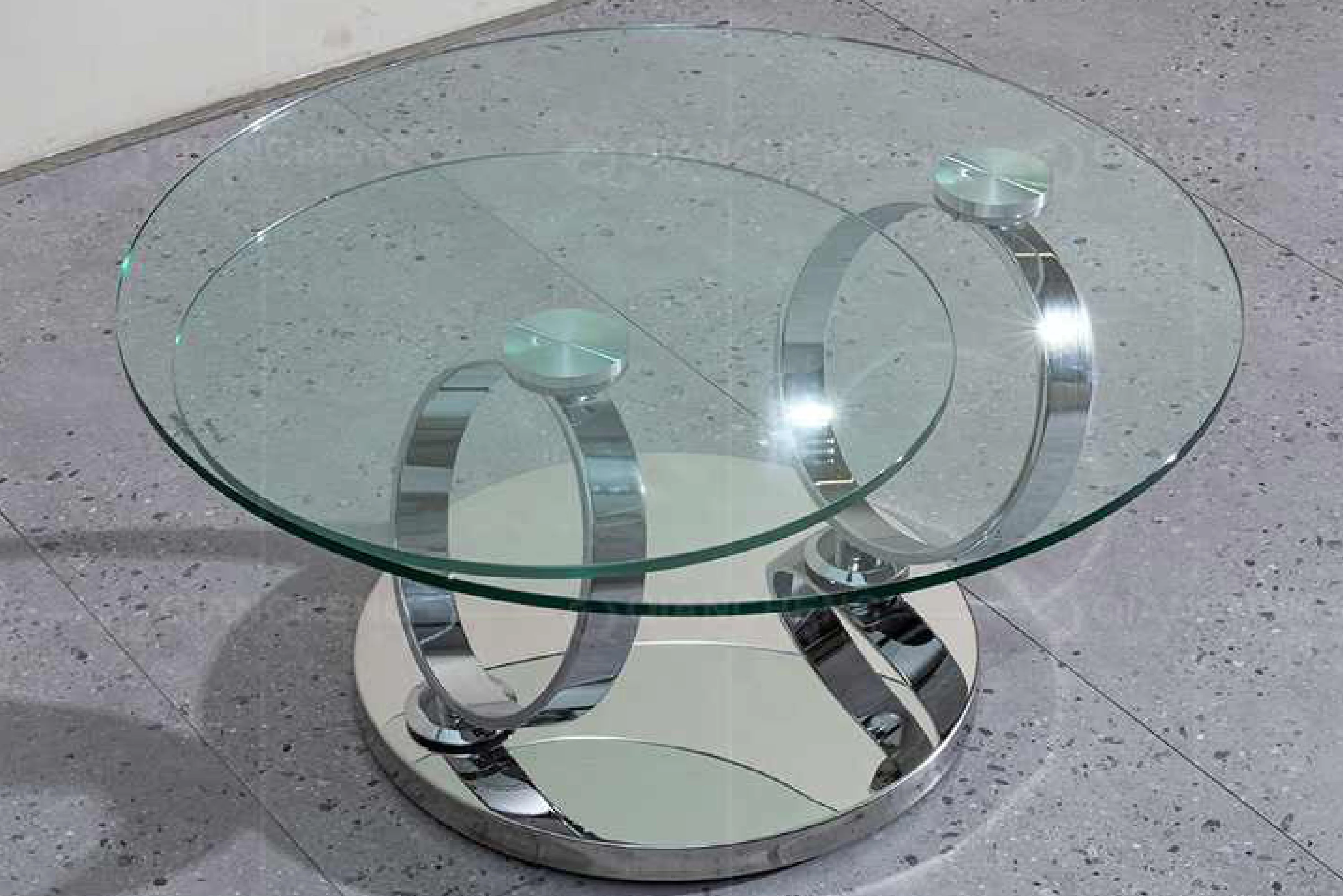 Avalanche Swivel Glass Coffee Table with Tempered Glass Top and Stainless Steel Base - Image 10