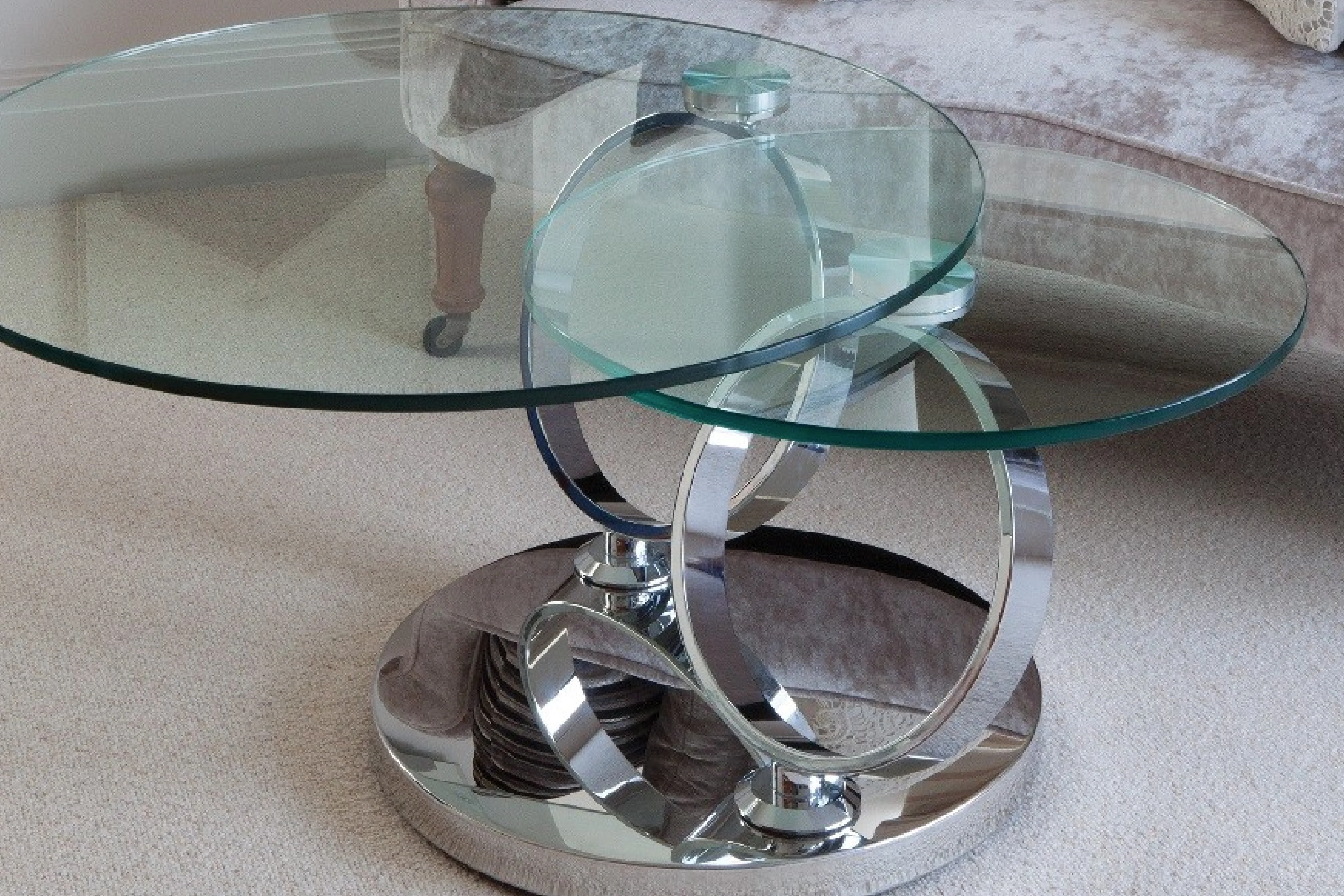 Avalanche Swivel Glass Coffee Table with Tempered Glass Top and Stainless Steel Base - Image 14