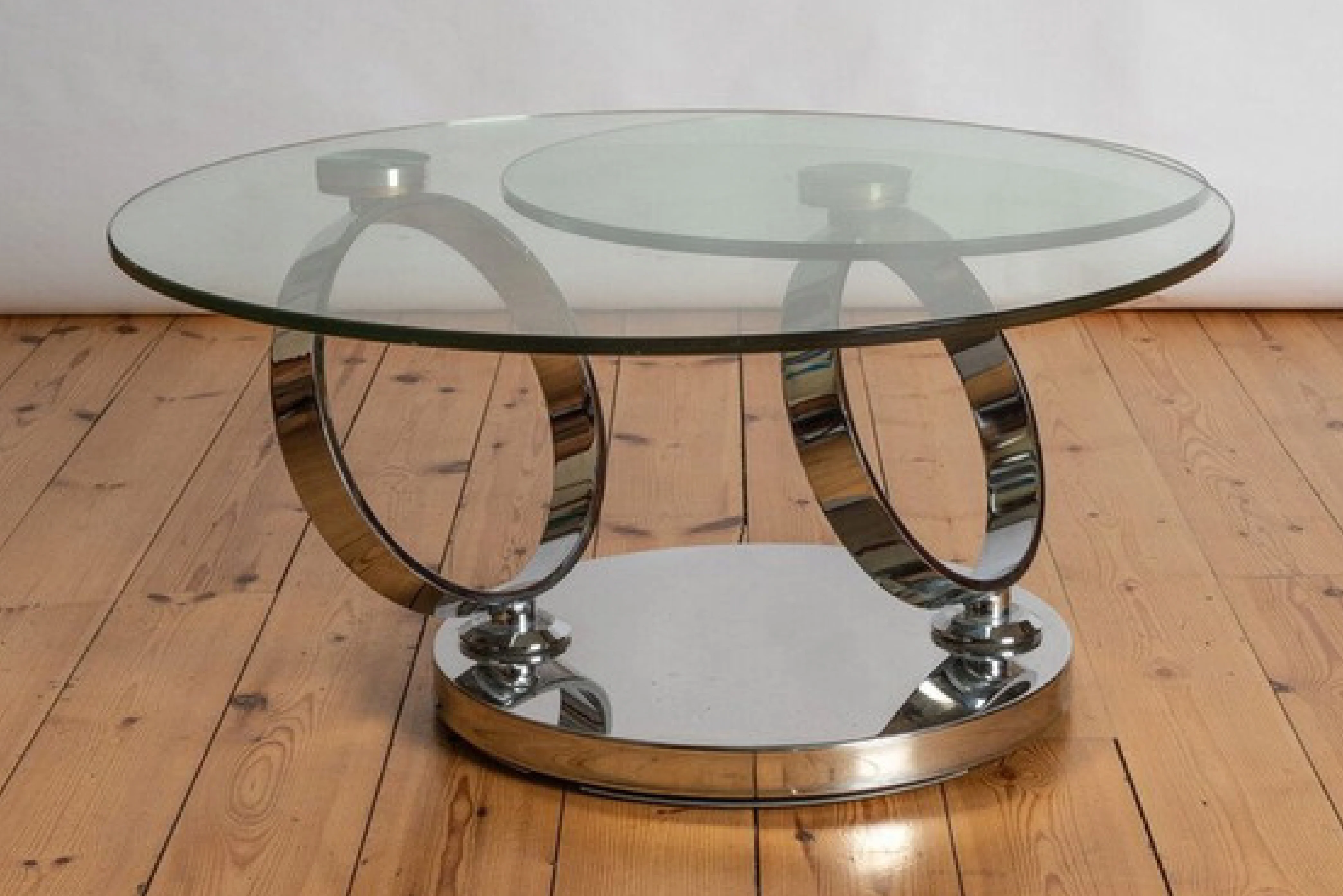Avalanche Swivel Glass Coffee Table with Tempered Glass Top and Stainless Steel Base - Image 3