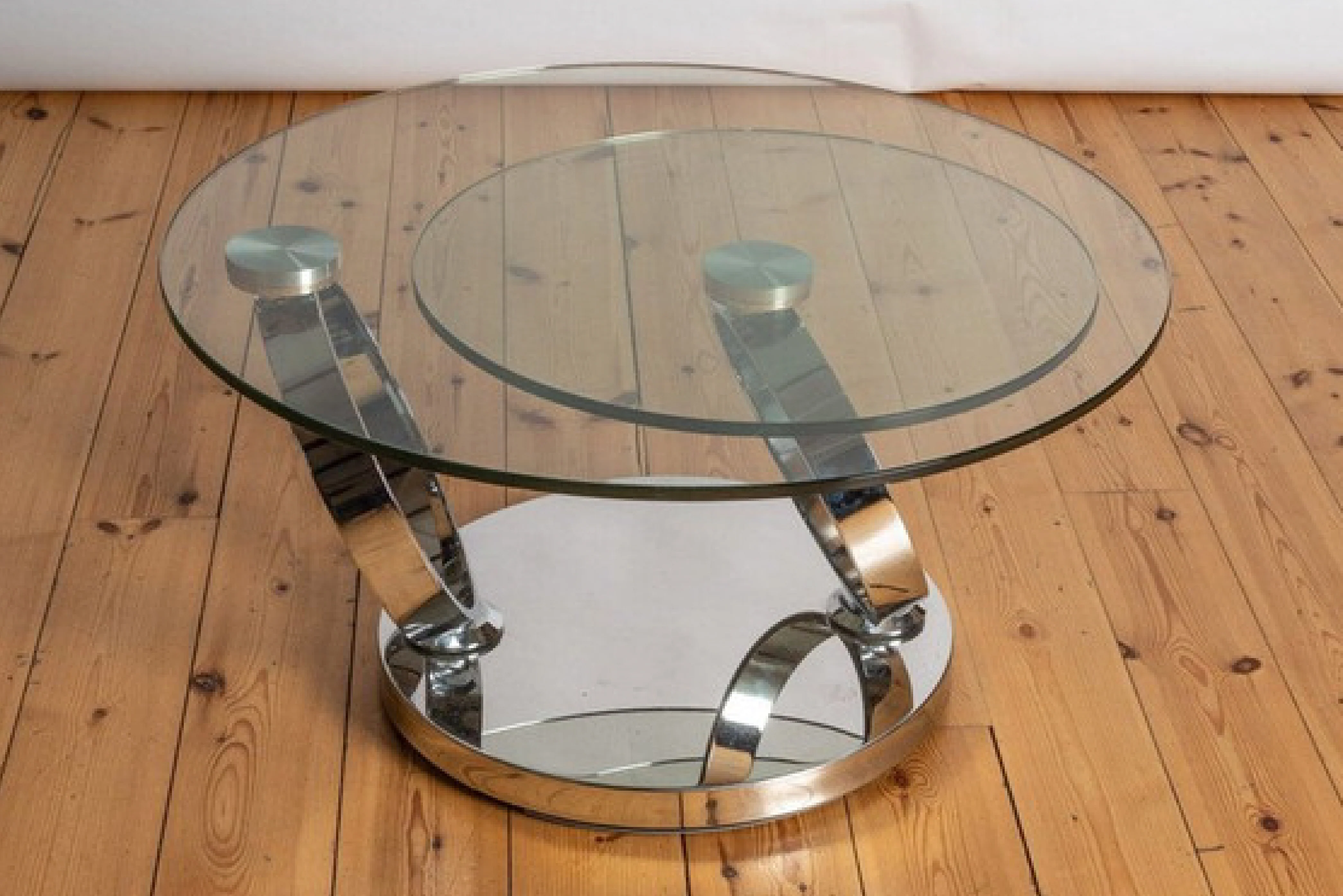 Avalanche Swivel Glass Coffee Table with Tempered Glass Top and Stainless Steel Base - Image 4