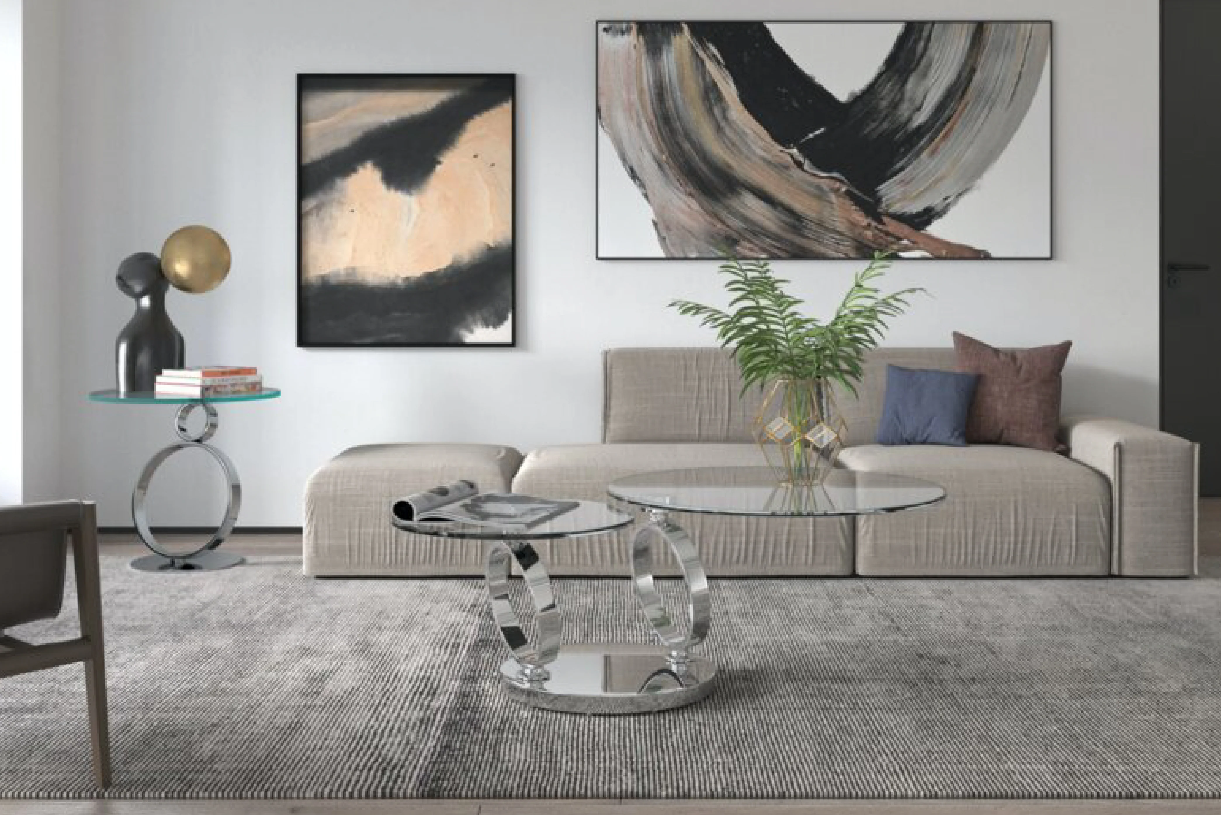Avalanche Swivel Glass Coffee Table with Tempered Glass Top and Stainless Steel Base - Image 7