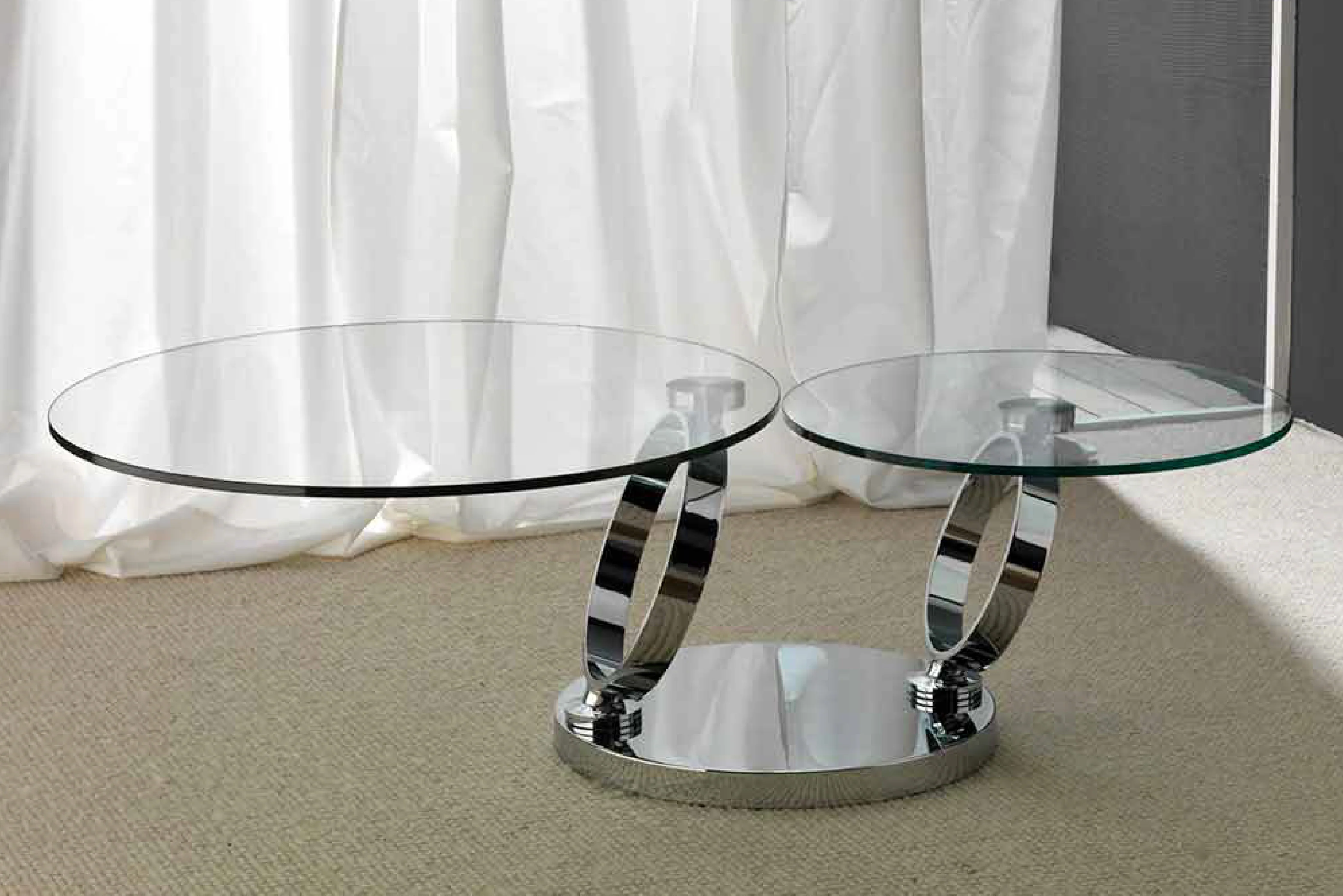 Avalanche Swivel Glass Coffee Table with Tempered Glass Top and Stainless Steel Base - Image 9