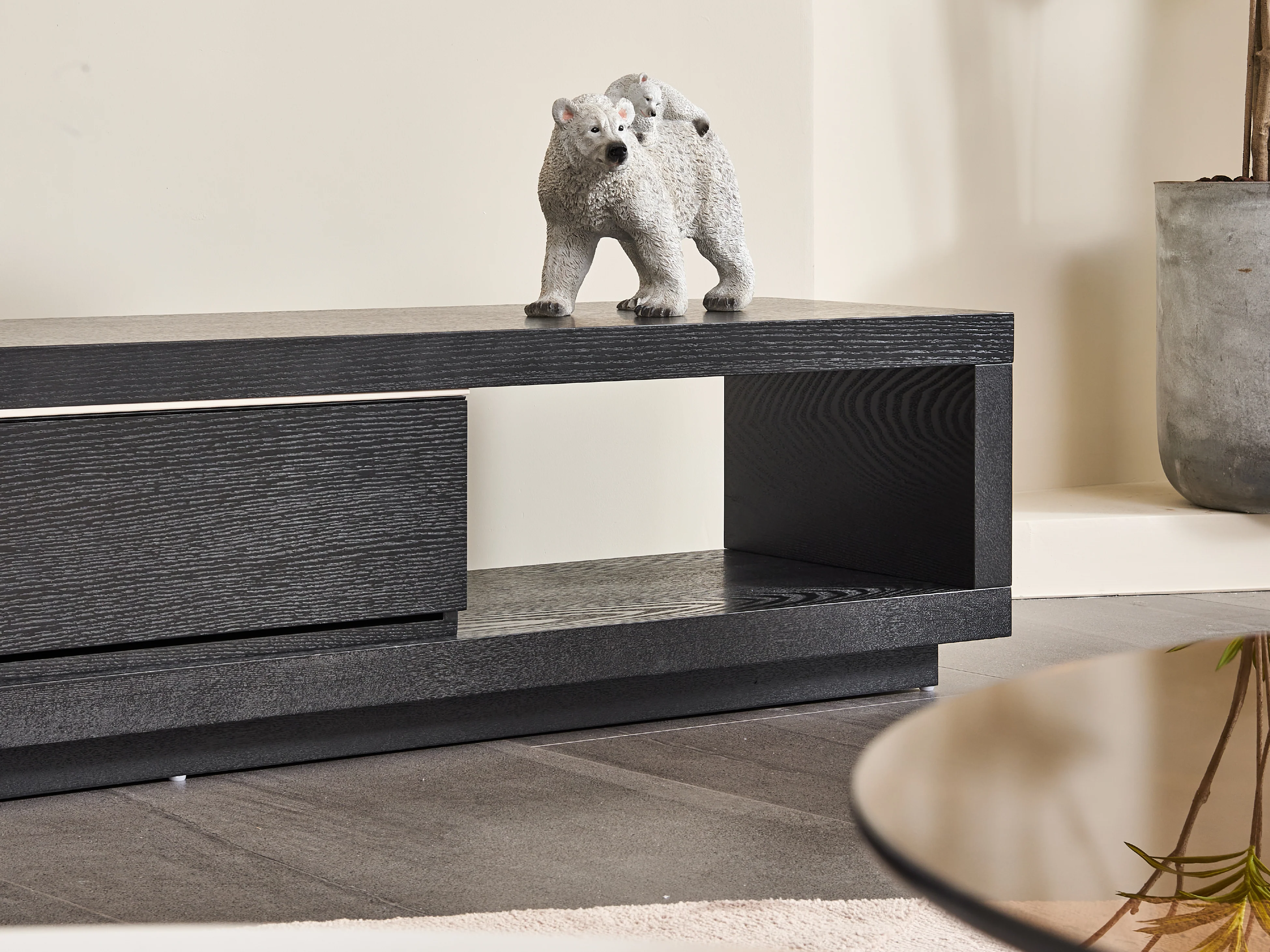 Bahamas Black & White Sintered Stone Extendable Entertainment Unit - Image 5