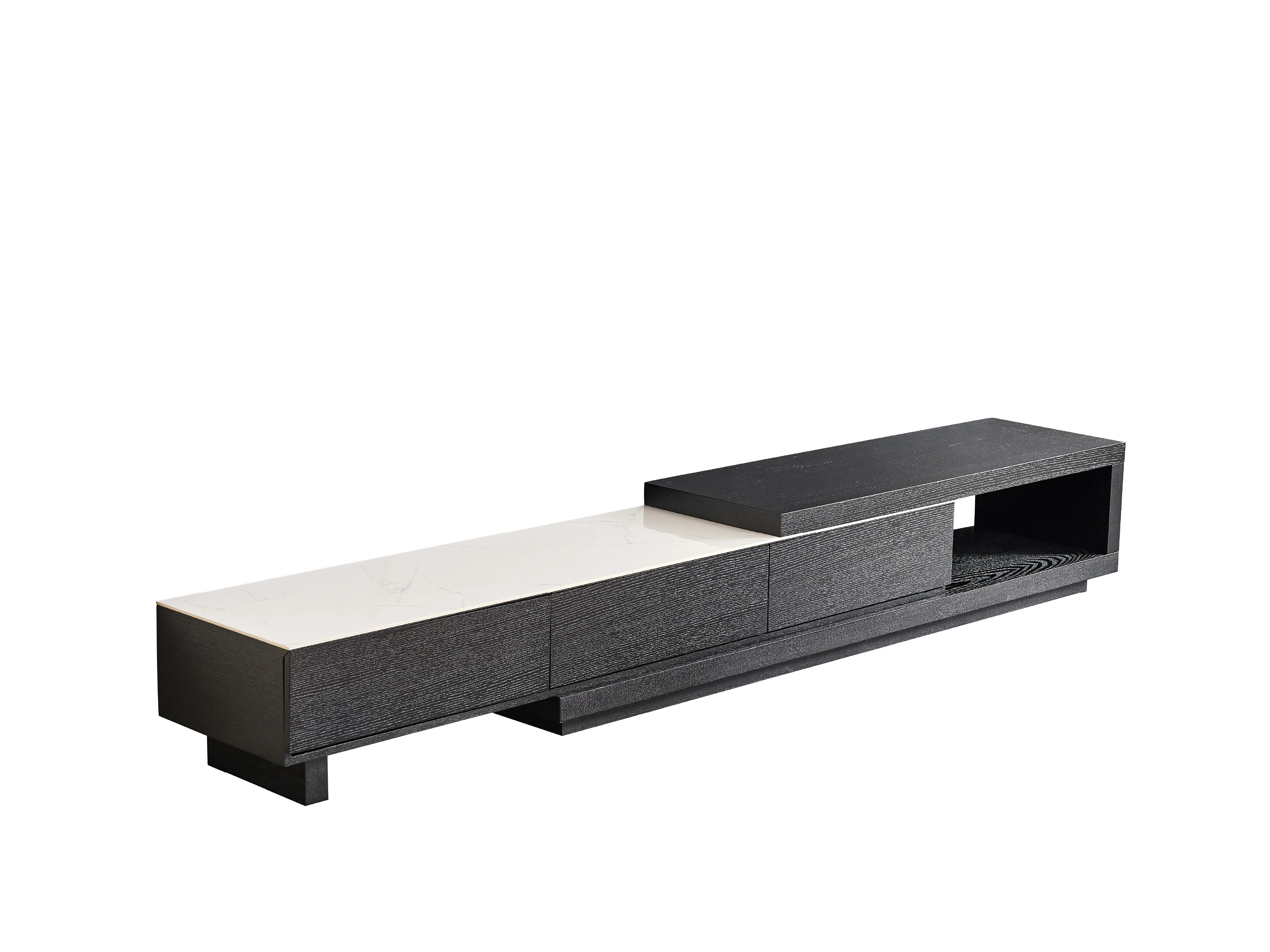 Bahamas Black & White Sintered Stone Extendable Entertainment Unit - Image 8