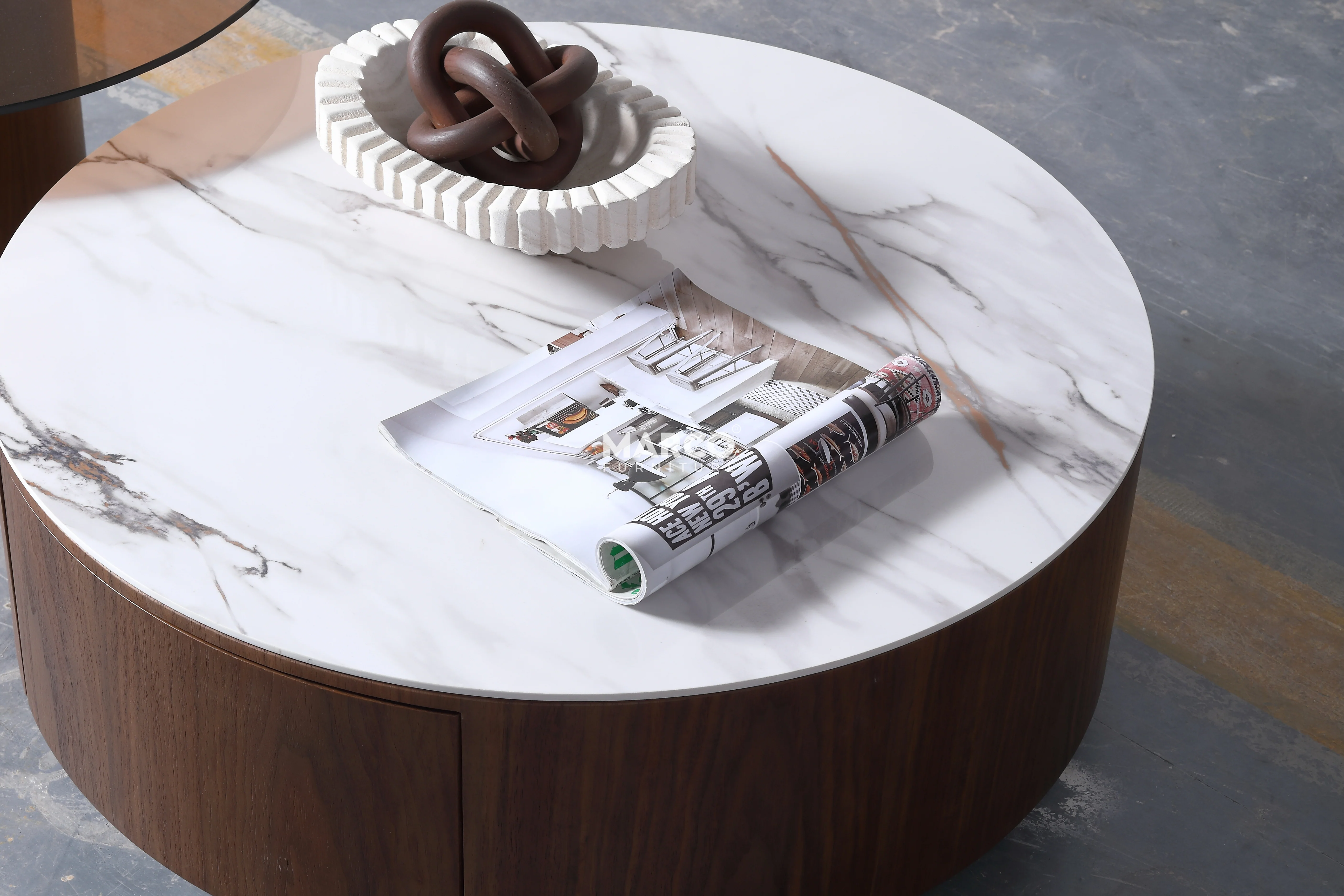 Bahamas Nesting Coffee Table Set with White Sintered Stone & Glass Top - Image 6