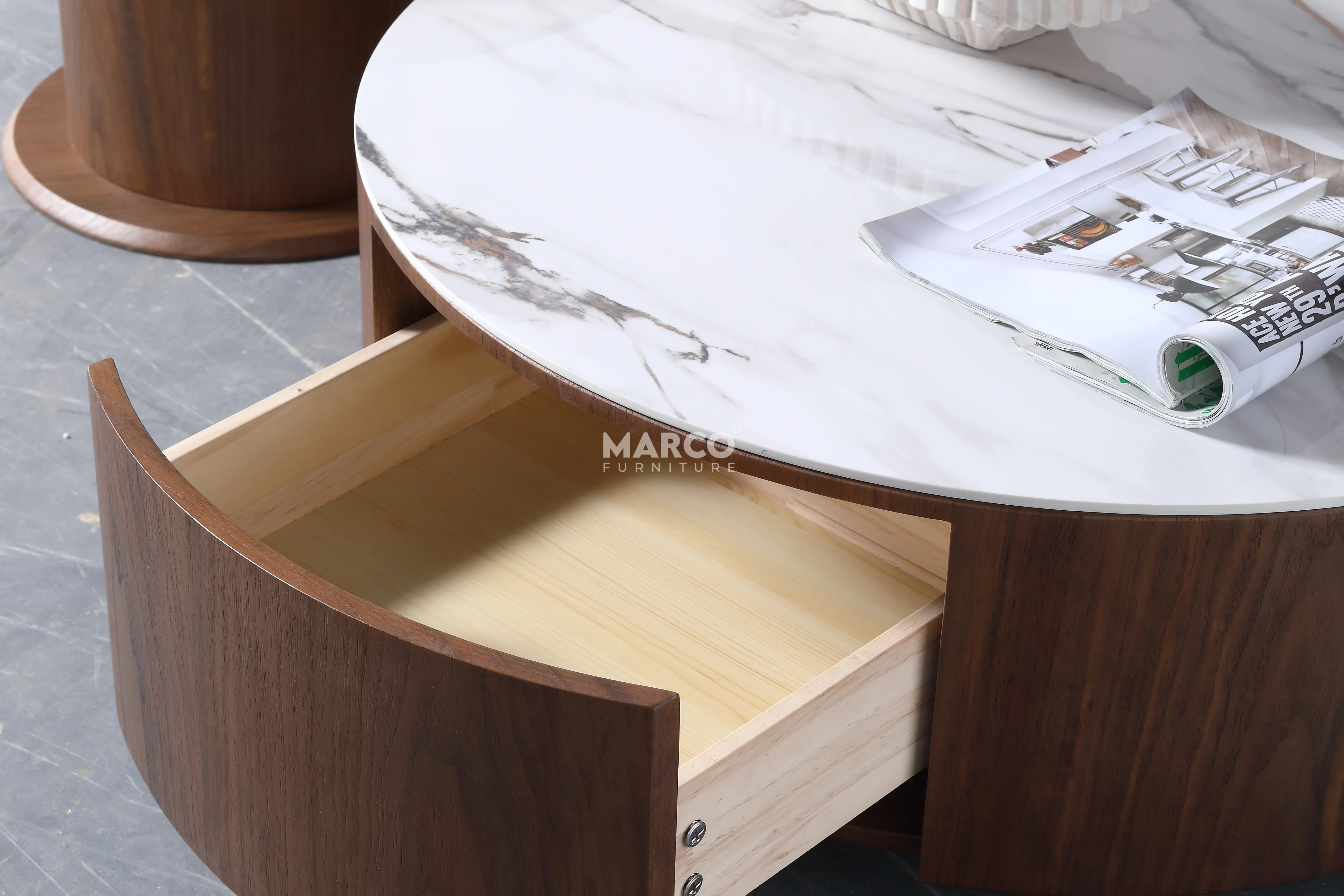 Bahamas Nesting Coffee Table Set with White Sintered Stone & Glass Top - Image 7