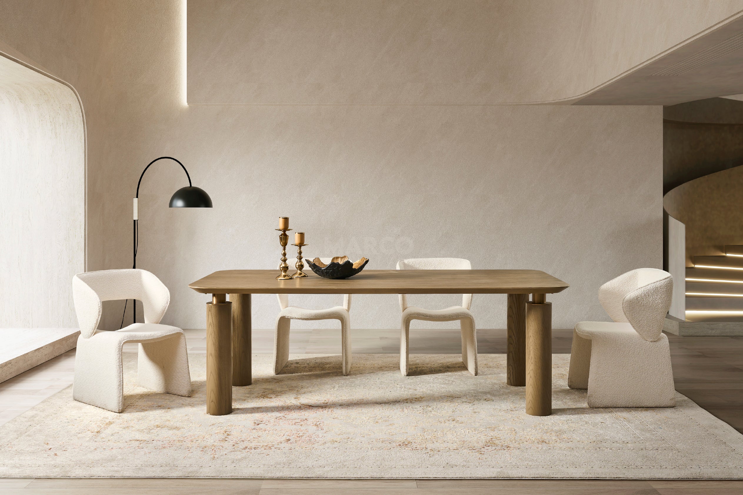 Bella Tavola Light Brown Ash Veneer Dining Table - 6 Seater - Image 2