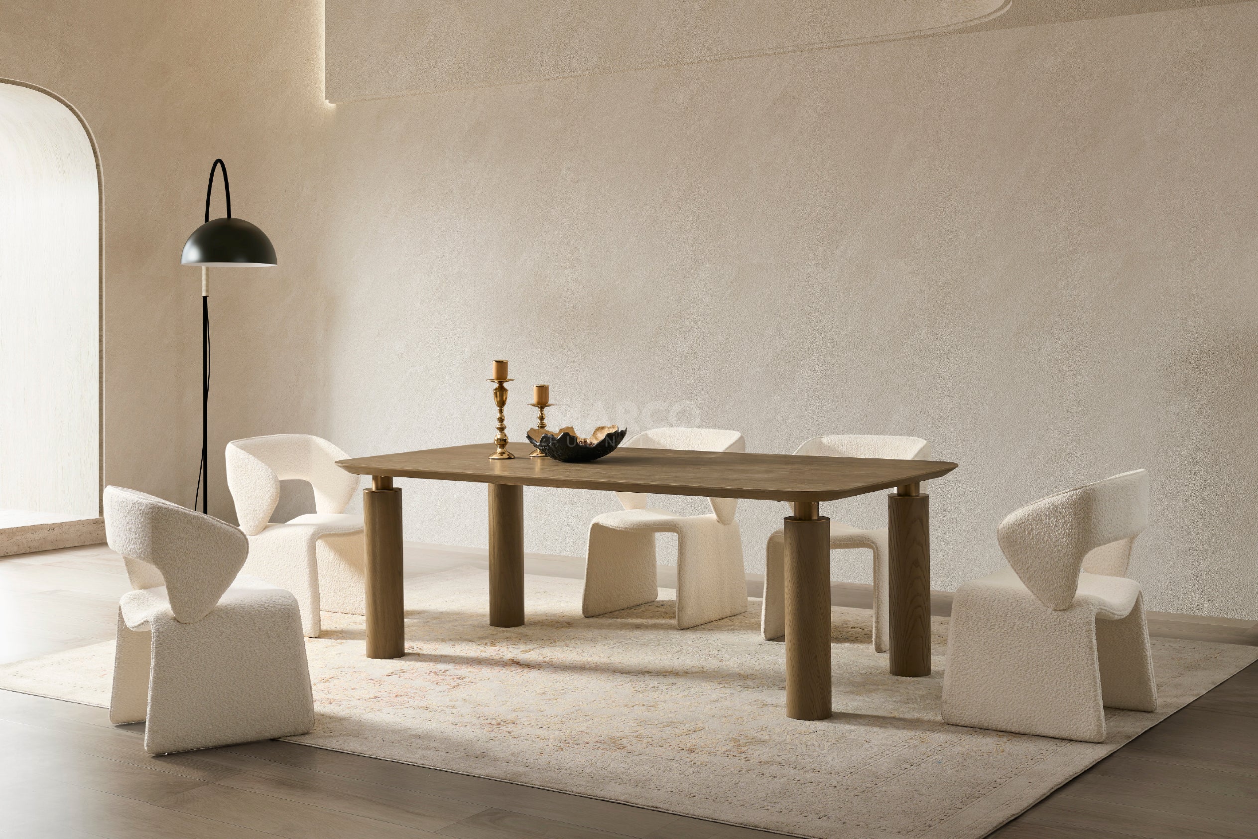 Bella Tavola Light Brown Ash Veneer Dining Table - 6 Seater - Image 3