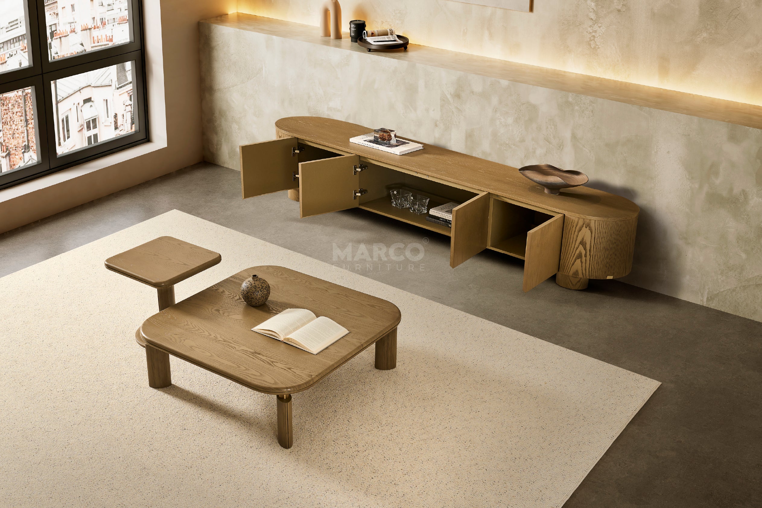 Bella Tavola Ash Veneer Entertainment Unit with Storage - Image 3