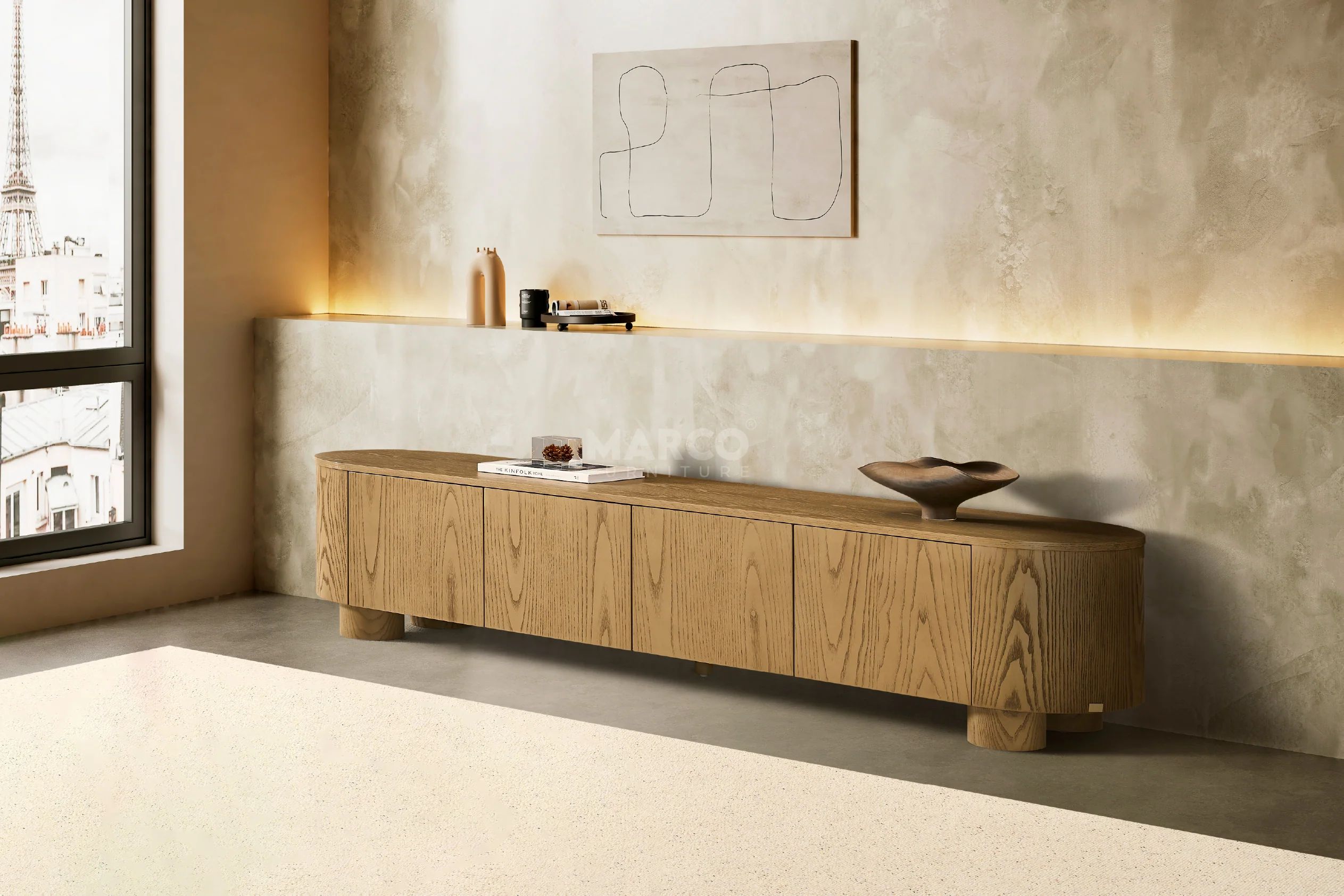 Bella Tavola Ash Veneer Entertainment Unit with Storage - Image 4