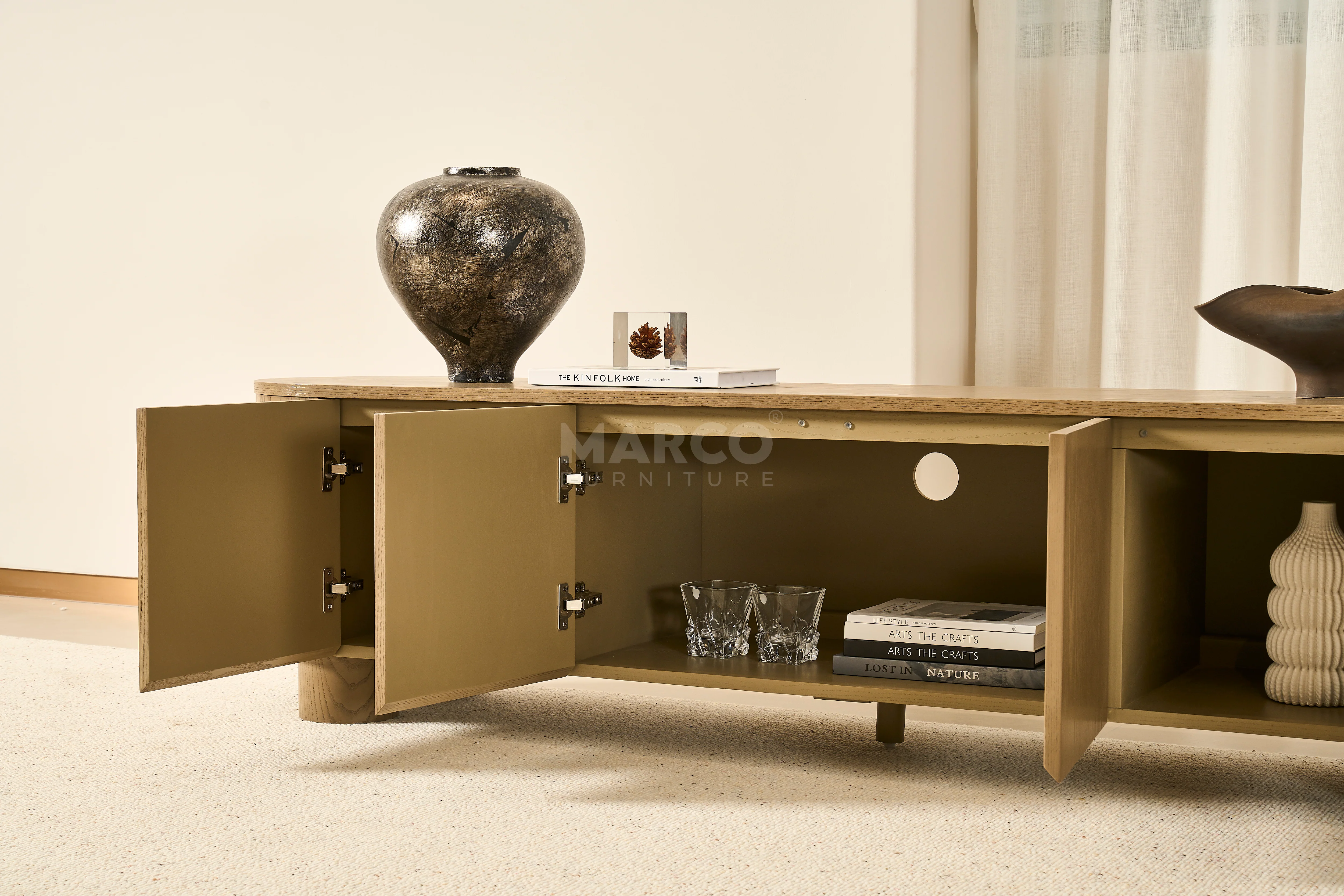 Bella Tavola Ash Veneer Entertainment Unit with Storage - Image 8
