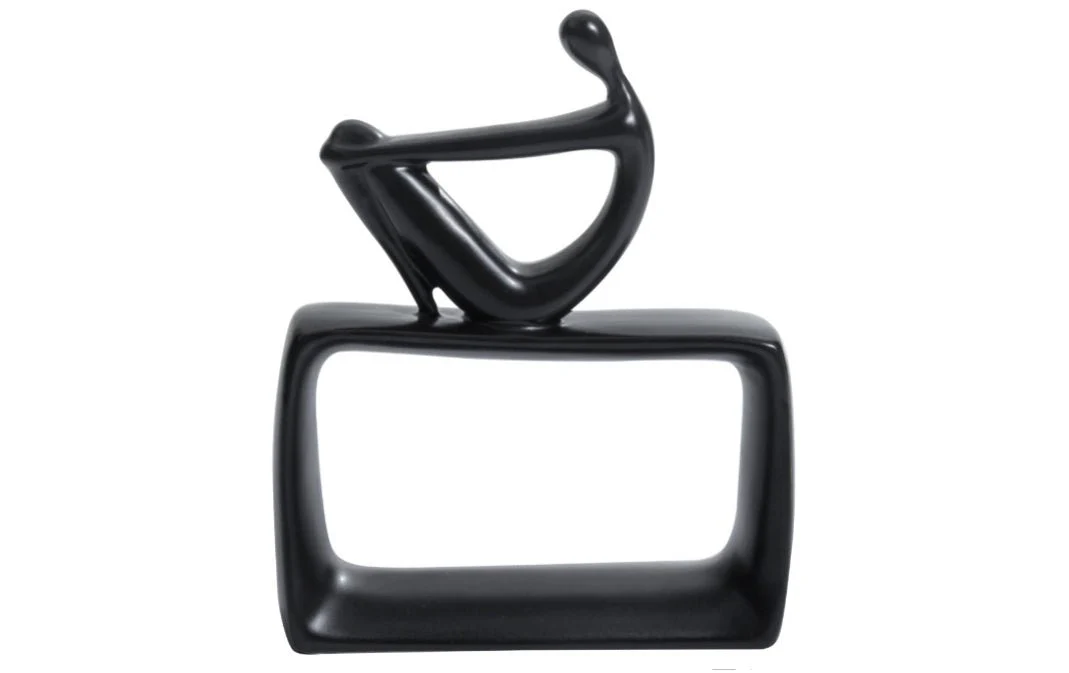 Black Ceramic Abstract Thinking Man - Image 3
