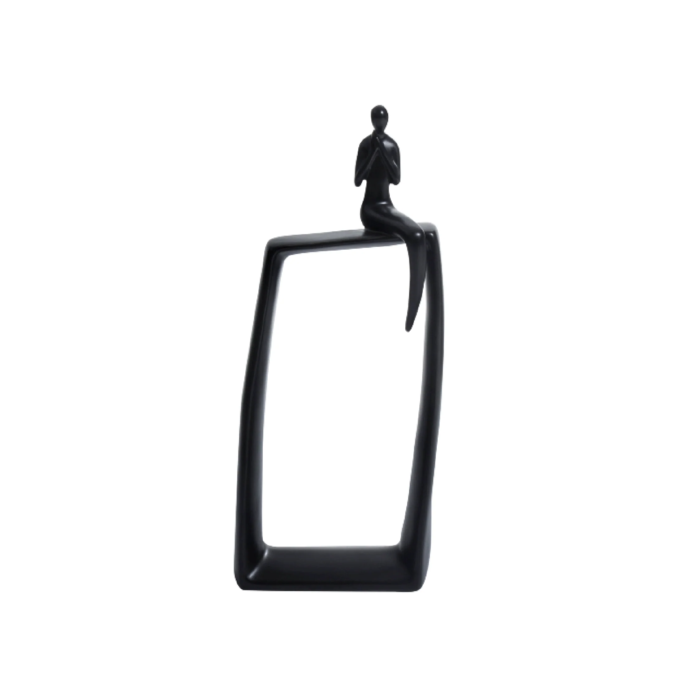 Black Ceramic Sitting Alone Man - Image 3