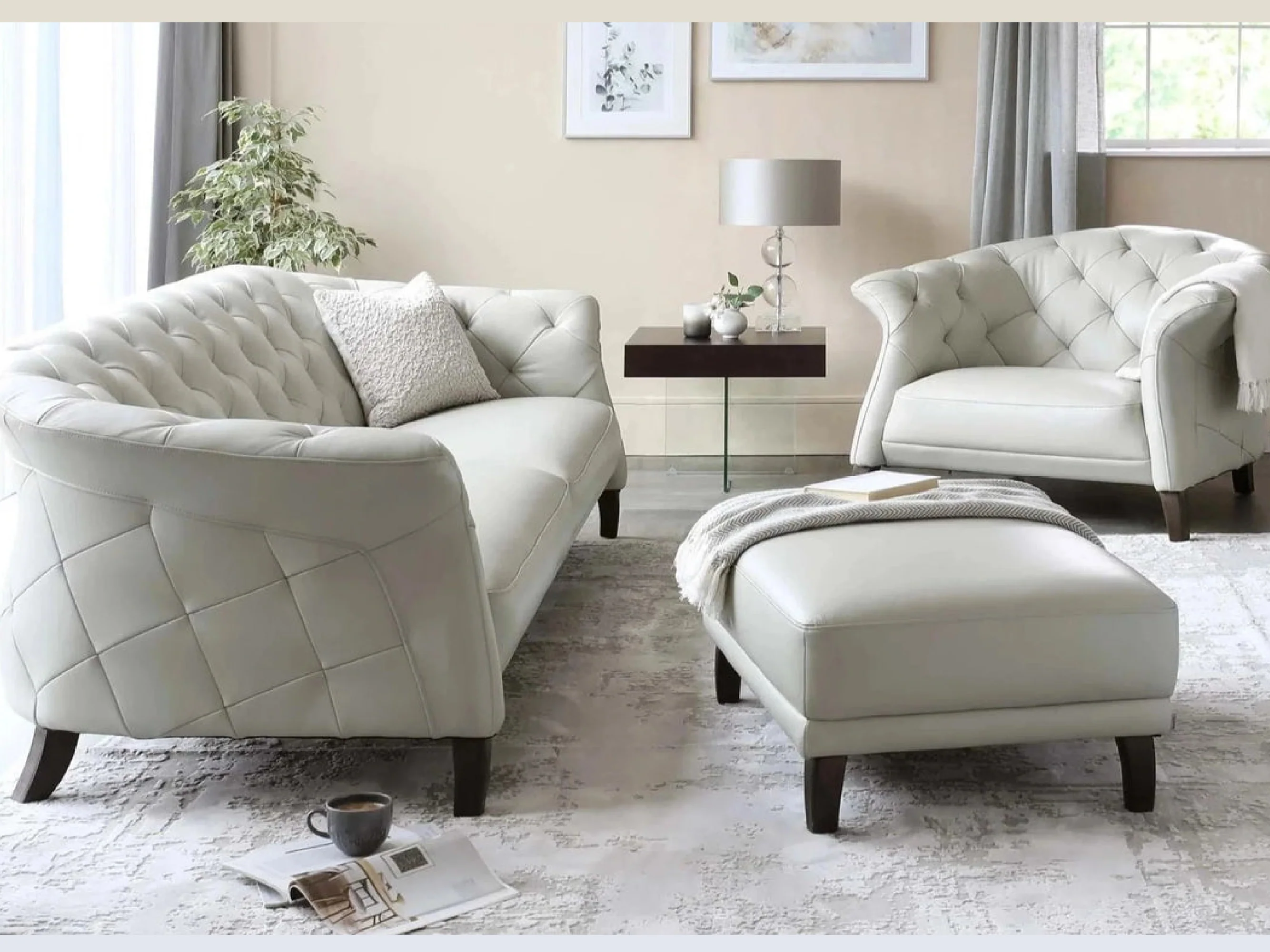 Brixton Ottoman with Wooden Legs – Premium Leather Footstool - Image 3