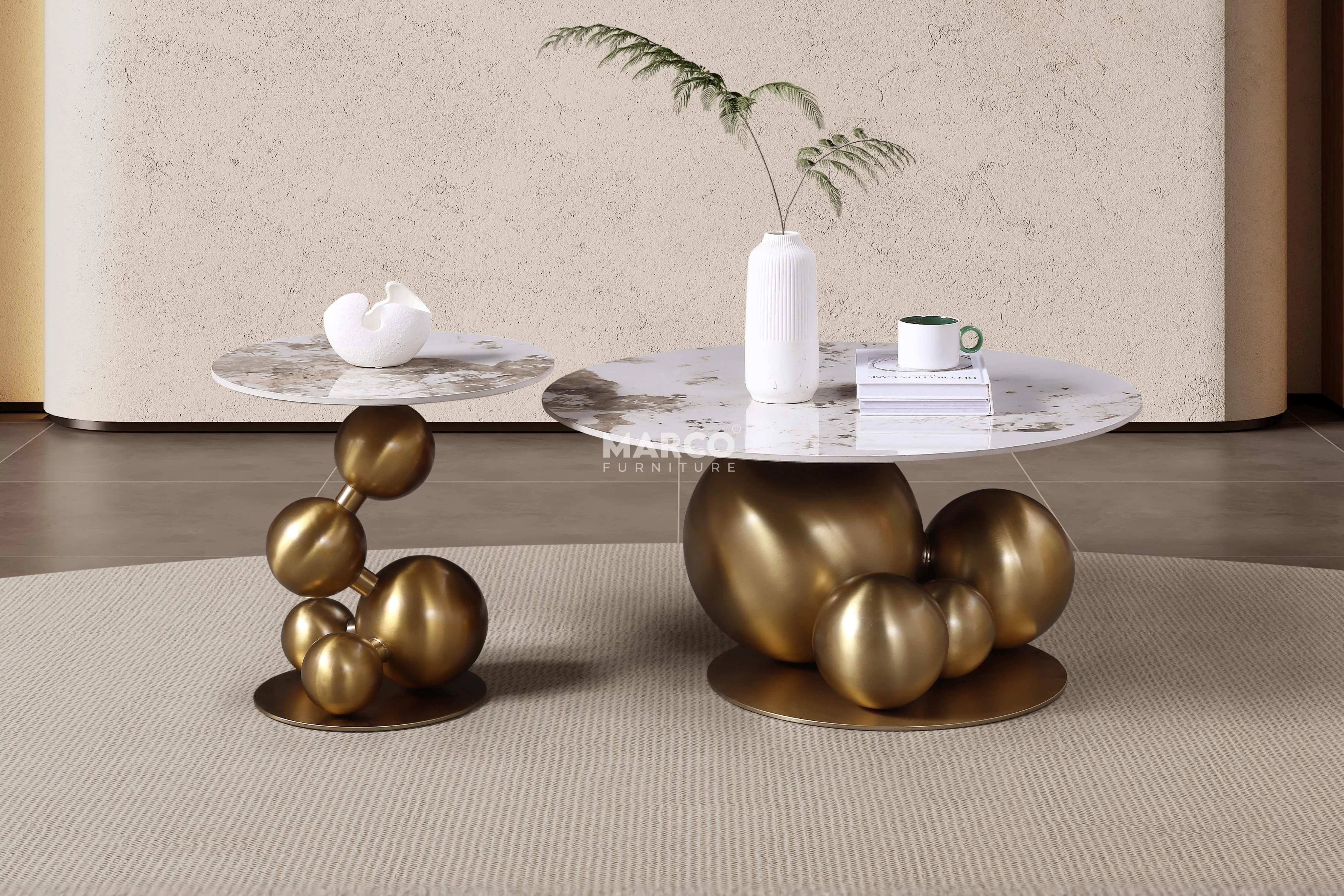 Bruno Sintered Stone Top Coffee Table Set with Steel Base (Black) - Image 9