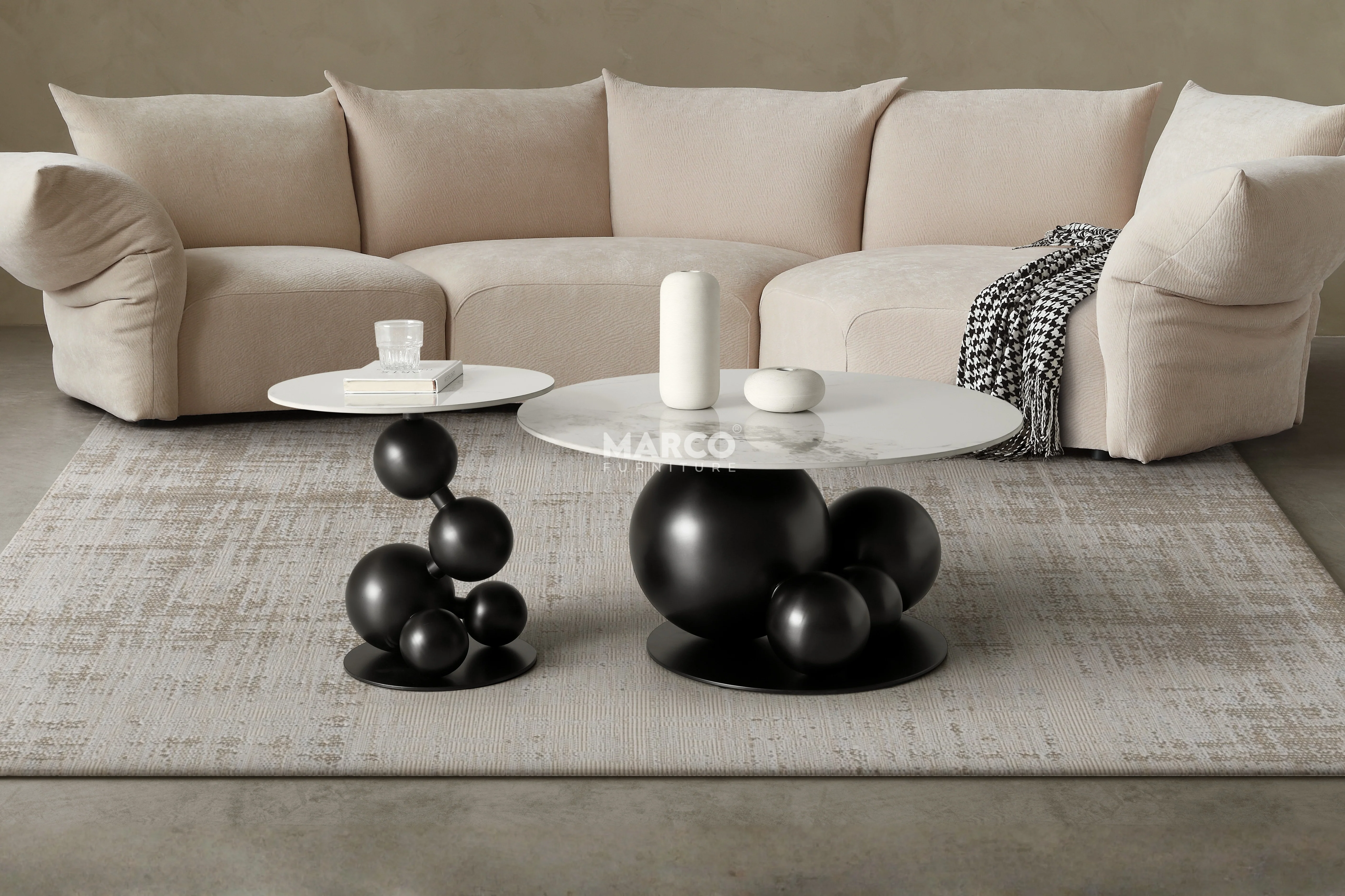 Bruno Sintered Stone Top Side Table with Gold Steel Base - Image 5