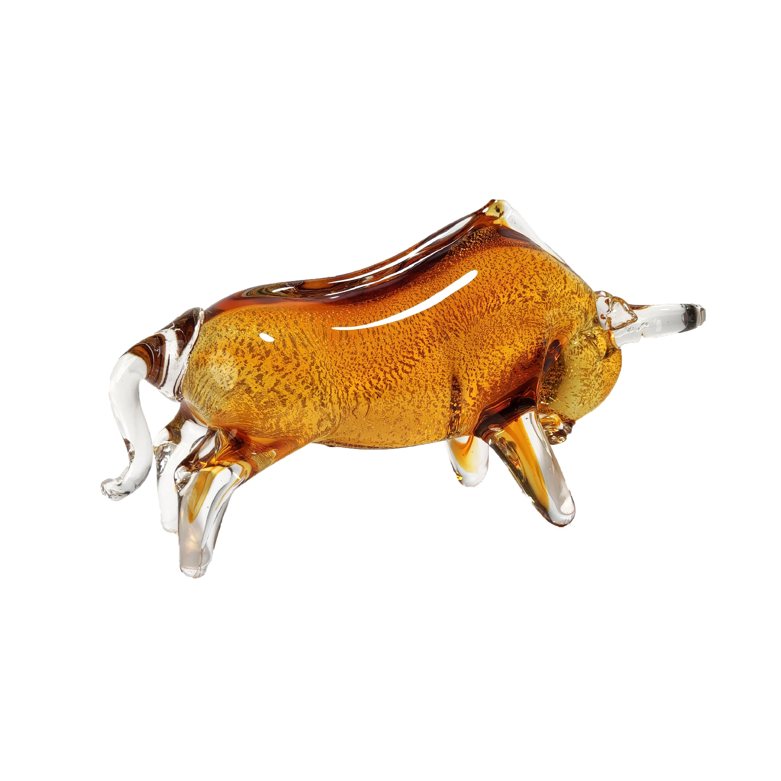 Bull Murano Style Glass Sculpture In Gold - Image 2