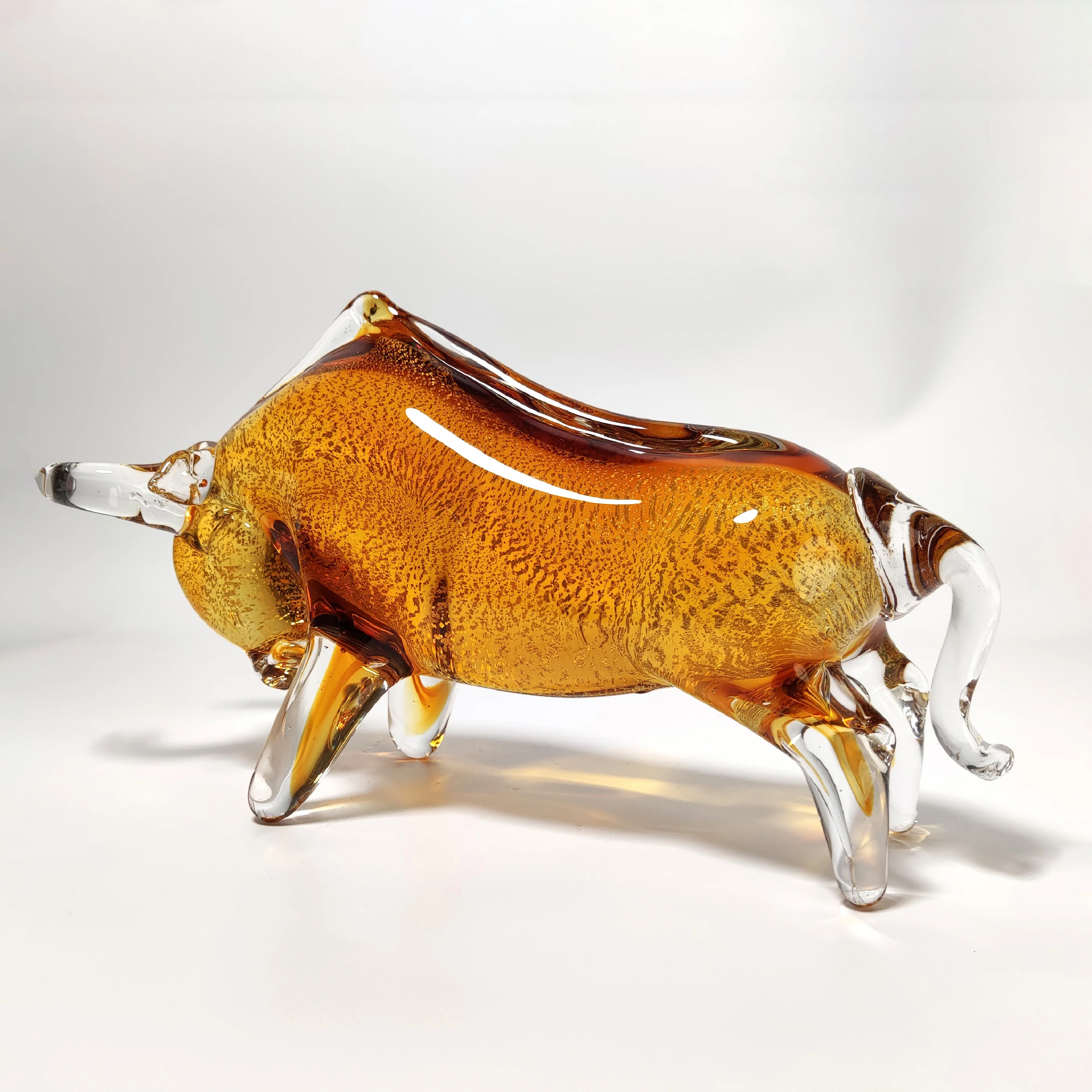 Bull Murano Style Glass Sculpture In Gold - Image 3