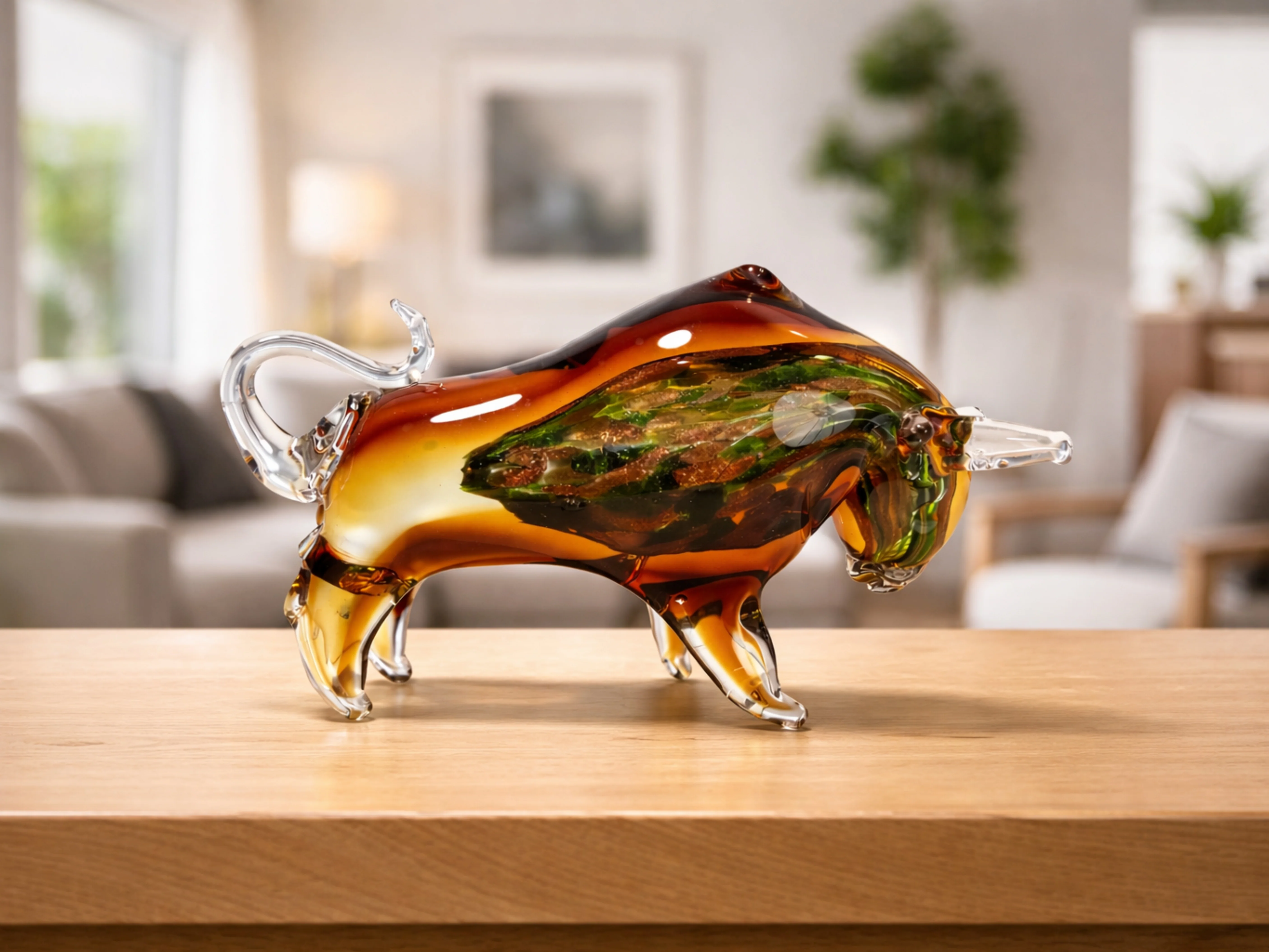 Bull Murano Style Glass Sculpture